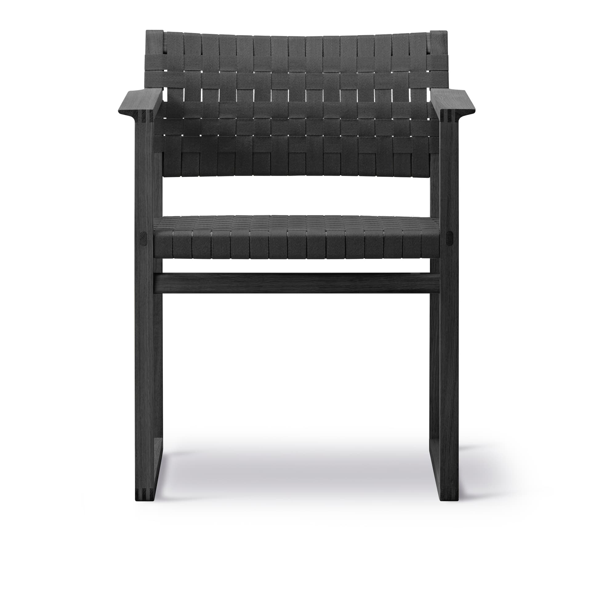 Fredericia Furniture - BM62 Armchair Linen Webbing, Svartlackerad, Sits svart - Spisestoler - Børge Mogensen - Svart - Naturlig materiale/Tre