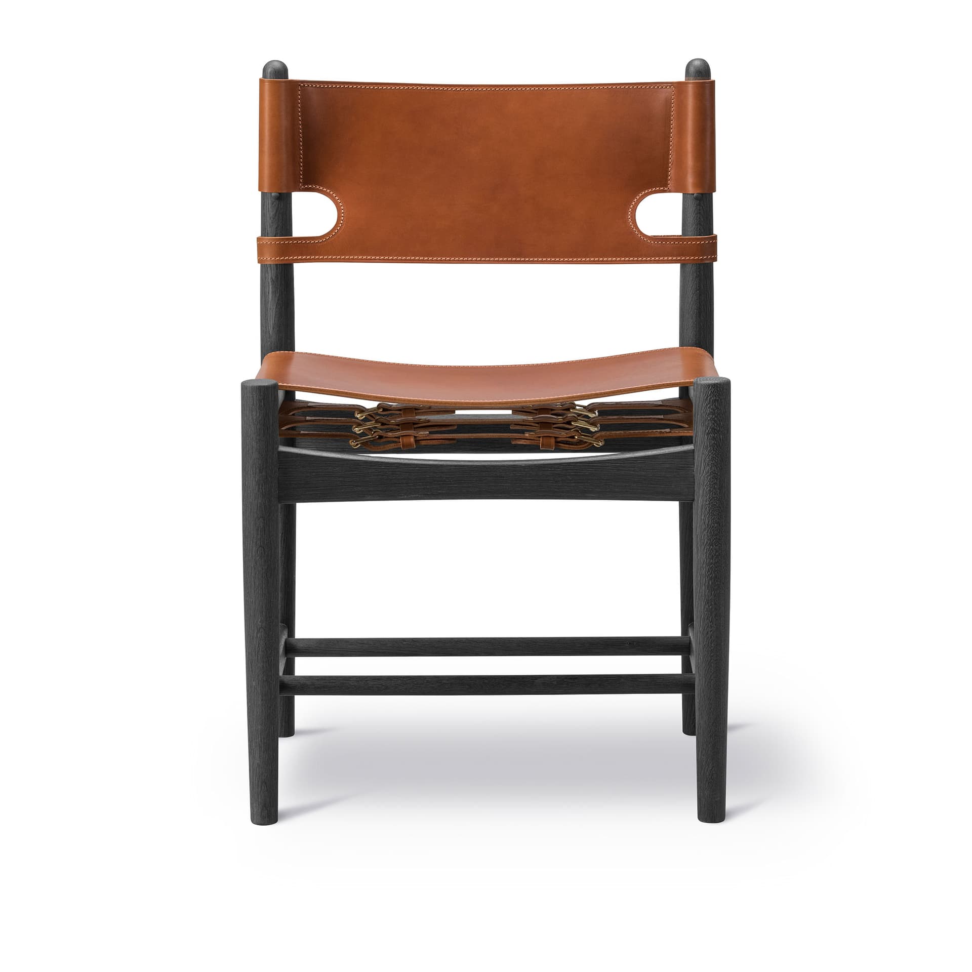 Fredericia Furniture - The Spanish Dining Chair Svartlackad ek / Cognac läder - Spisestoler - Børge Mogensen - Brun,Svart - Lær/Tre