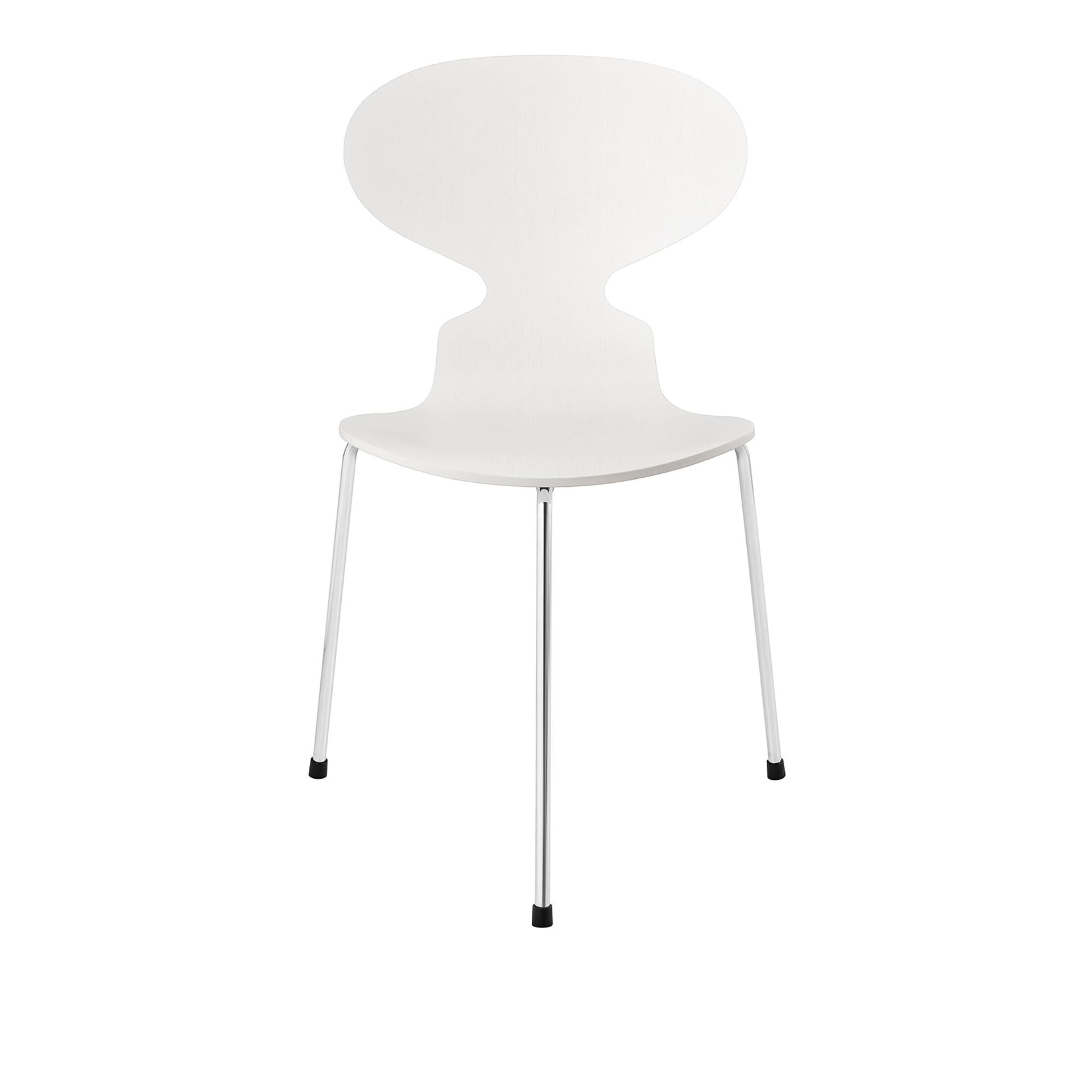 Fritz Hansen - Ant 3100 farget asketrefinér stålstativ krom white - Spisestoler - Arne Jacobsen - Hvit - Metall/Tre