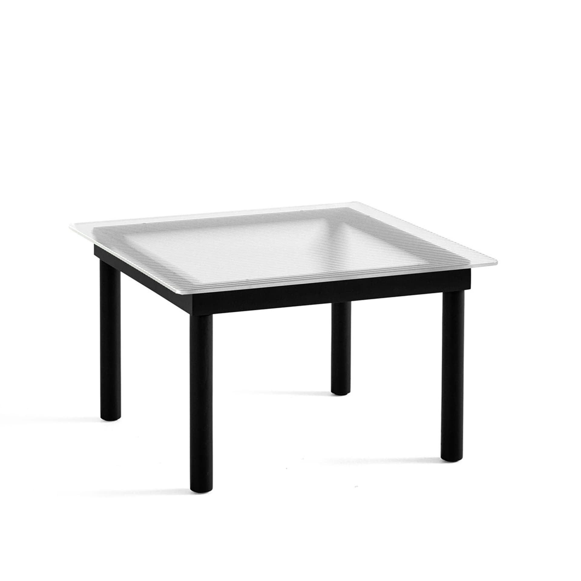 HAY - Kofi Black Water-Based Lacquered Oak Frame W. Clear Reeded Glass Tabletop 60X60 - Sofabord - Martin Solem - Svart - Glass/Tre