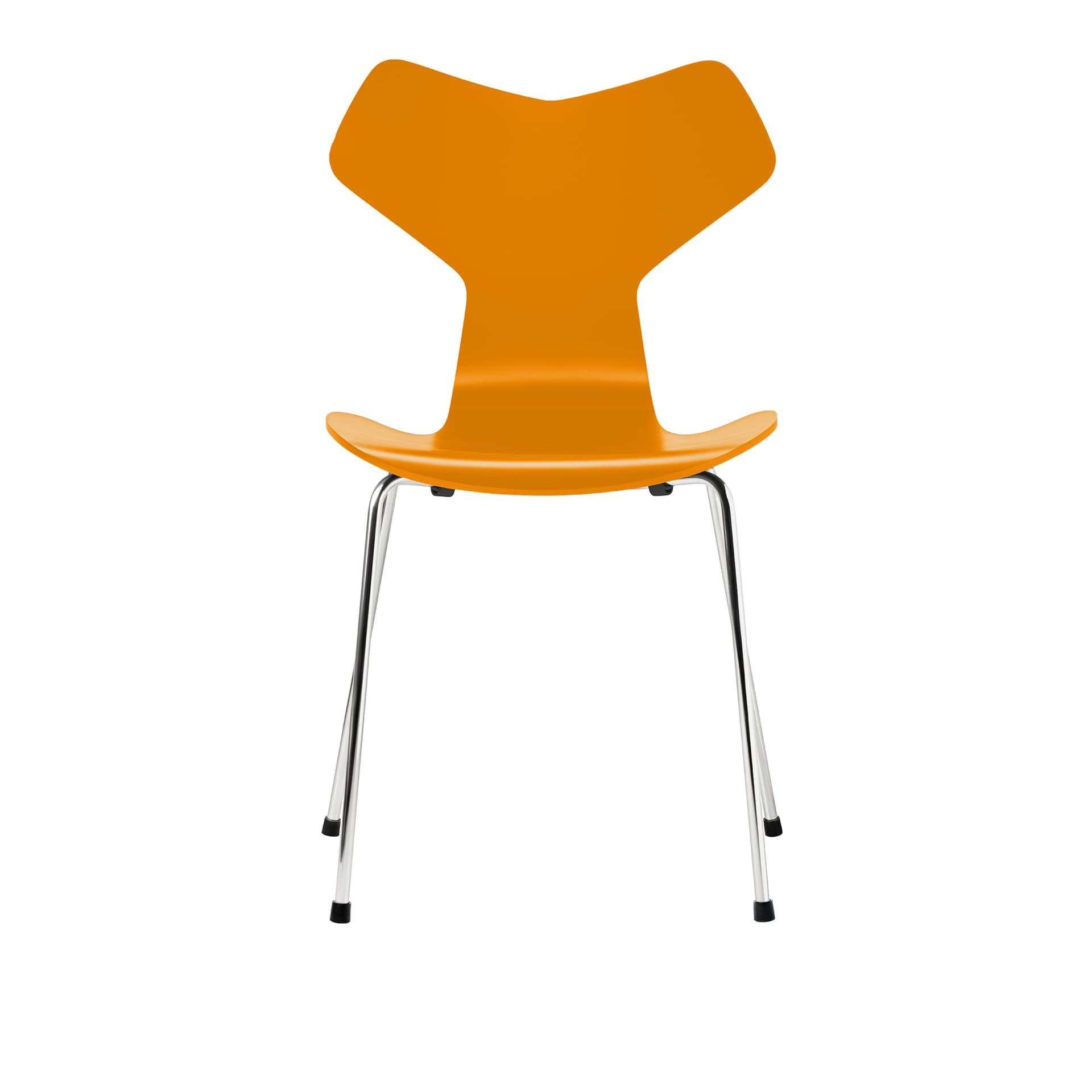 Fritz Hansen - 3130 Grand Prix, Lackad, Burnt Yellow, Underrede Förkromat Stål - Spisestoler - Arne Jacobsen - Gul - Metall/Tre