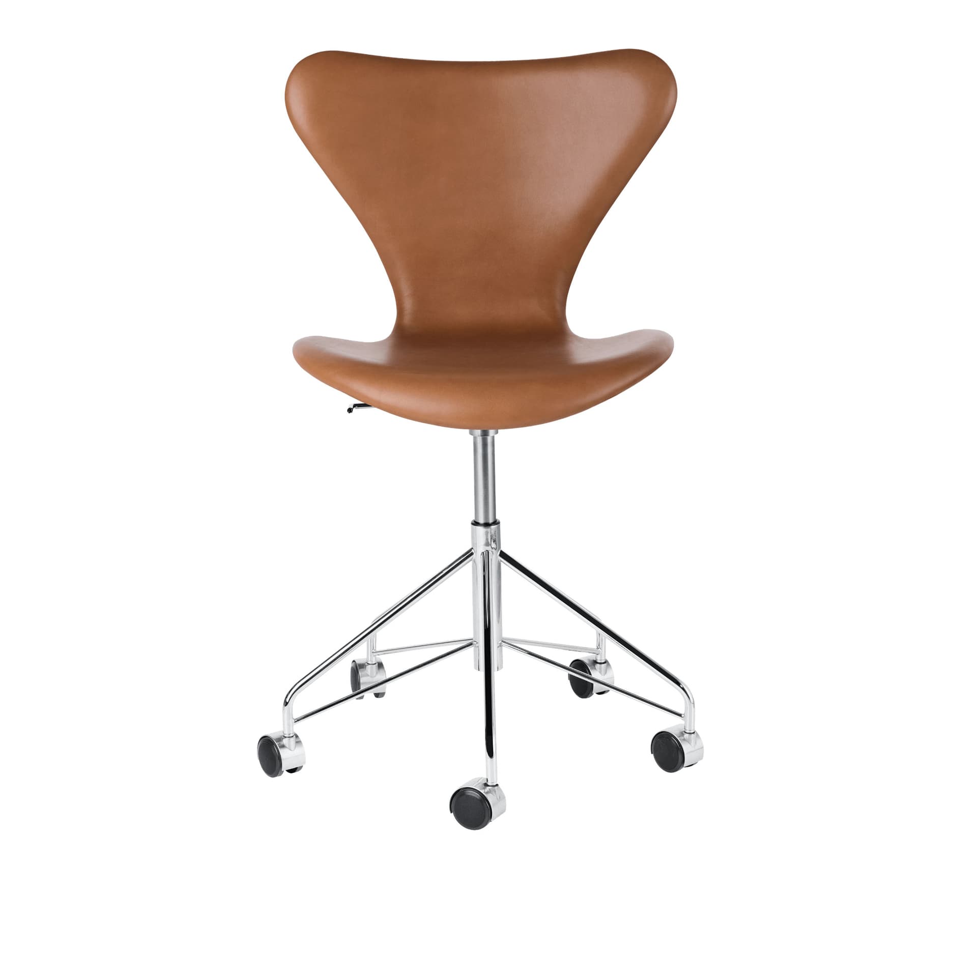 Fritz Hansen - 3117 Sjuan - Helklädd, Läder, Grace Walnut - Kontorstoler - Arne Jacobsen - Brun