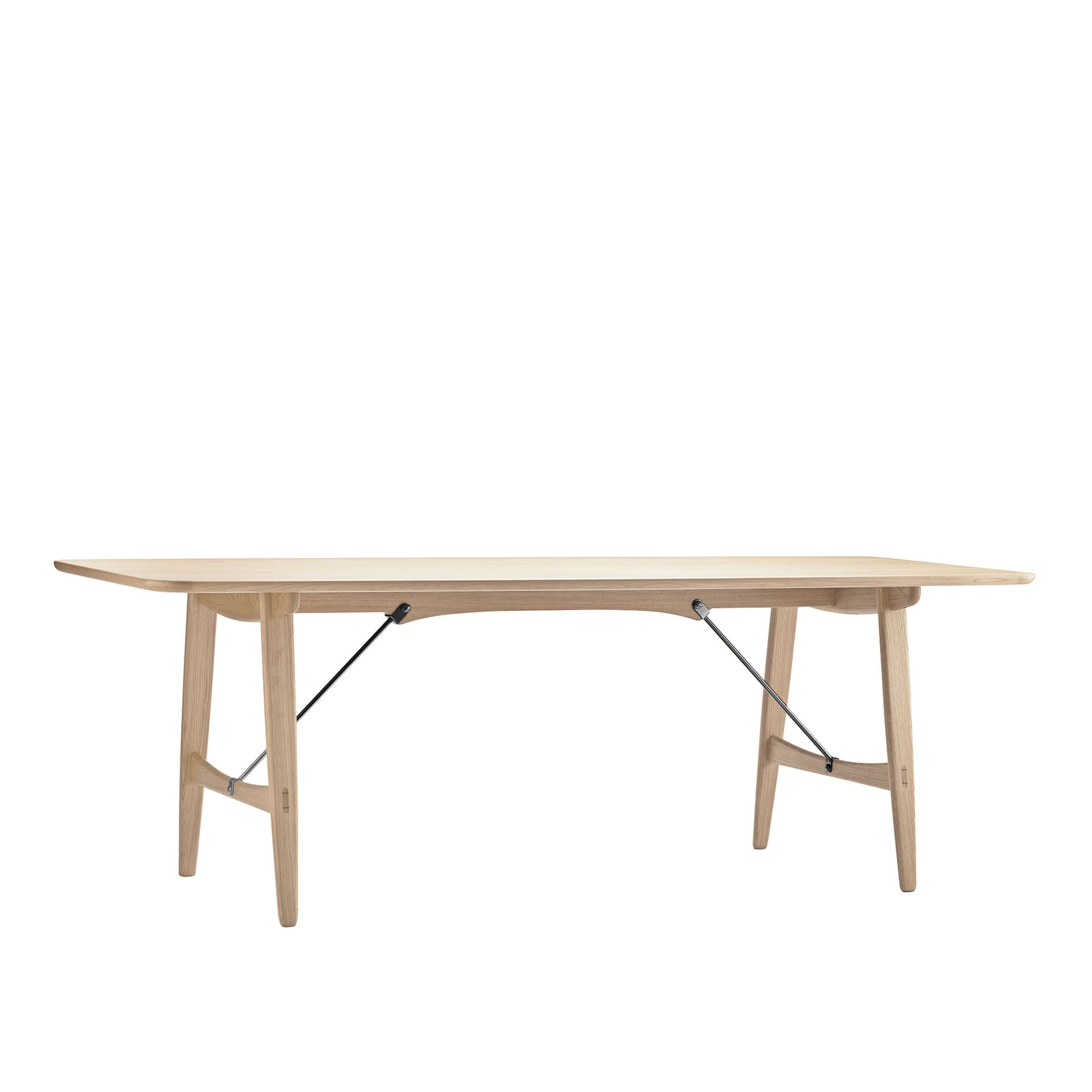 Carl Hansen - BM1160 Hunting Table, Vitoljad Ek, Rostfritt stål - Spisebord - Børge Mogensen - Tre farget - Metall/Tre