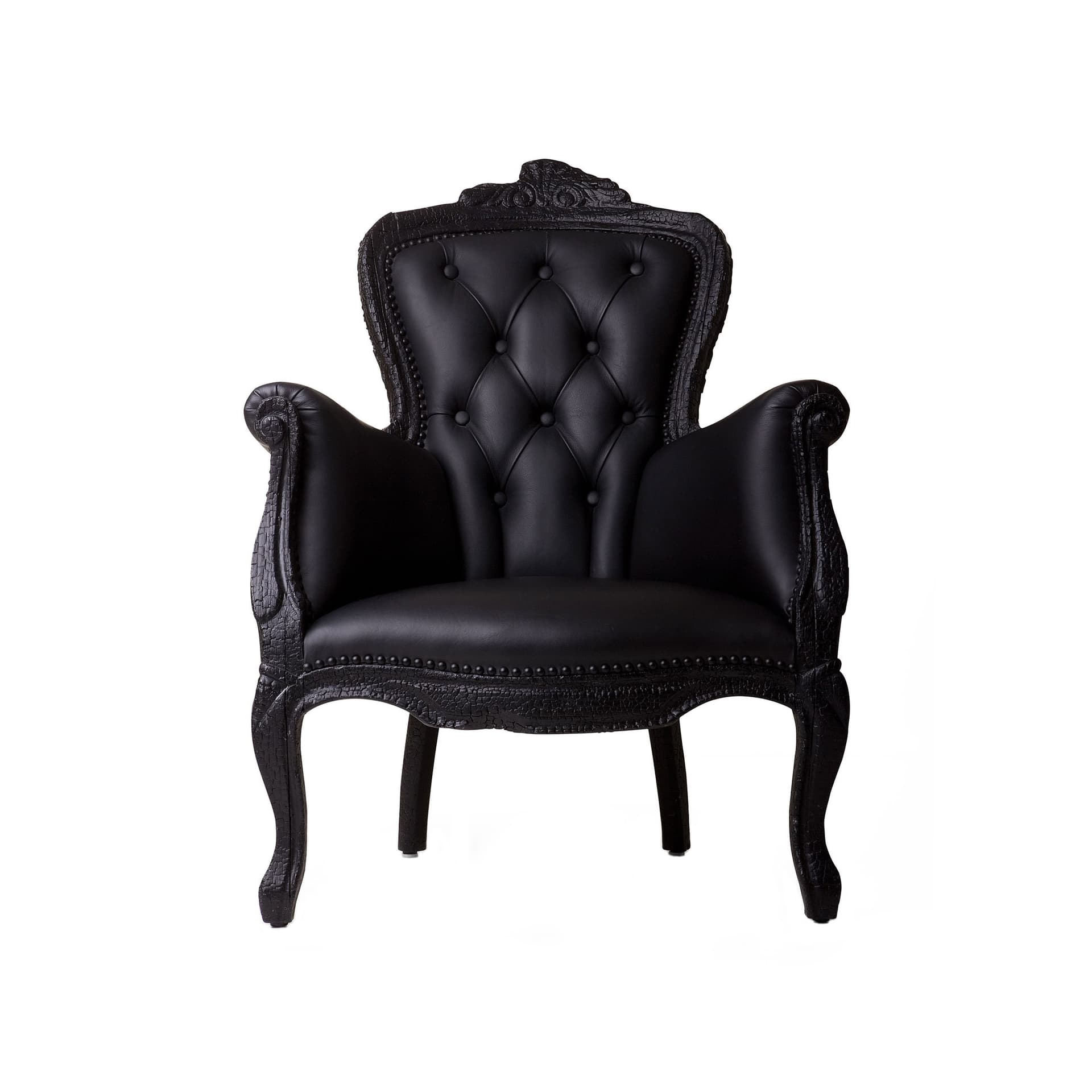 Moooi - Smoke Armchair - Lenestoler - Maarten Baas - Svart - Lær/Tre