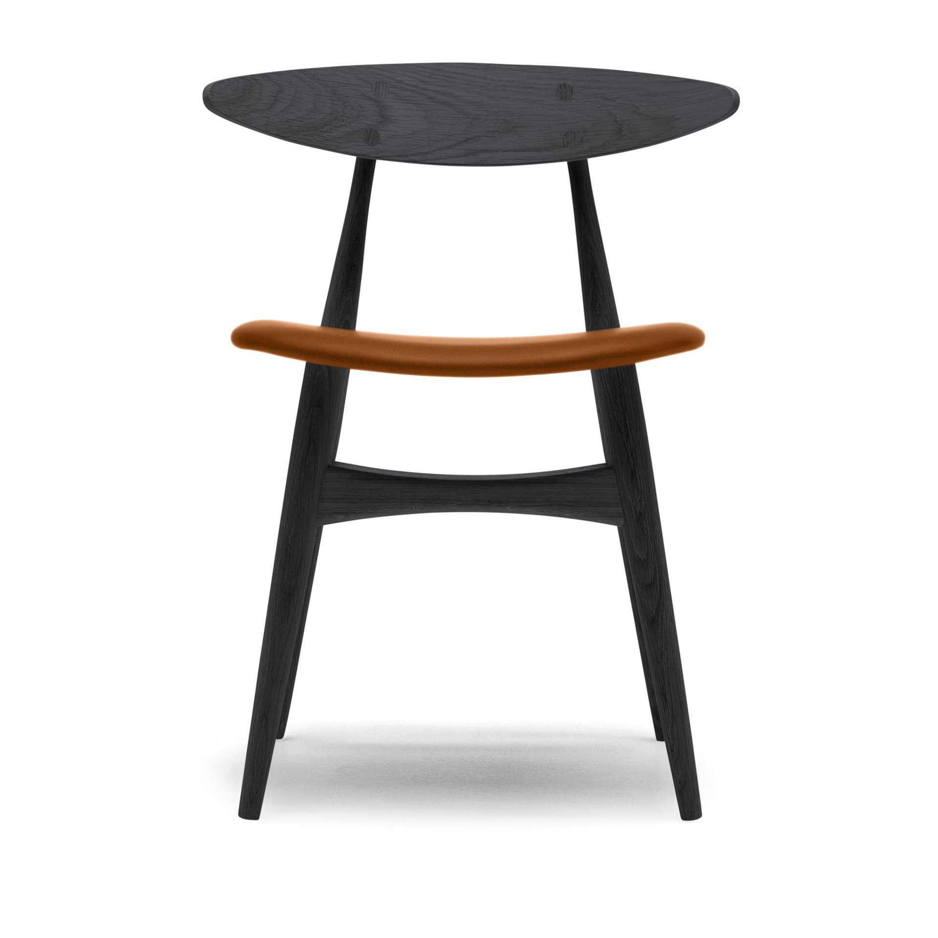 Carl Hansen - CH33P - Klädd sits, Svartlackad Ek, Lädergrupp B Thor - 307 - Spisestoler - Hans J. Wegner - Svart - Tre