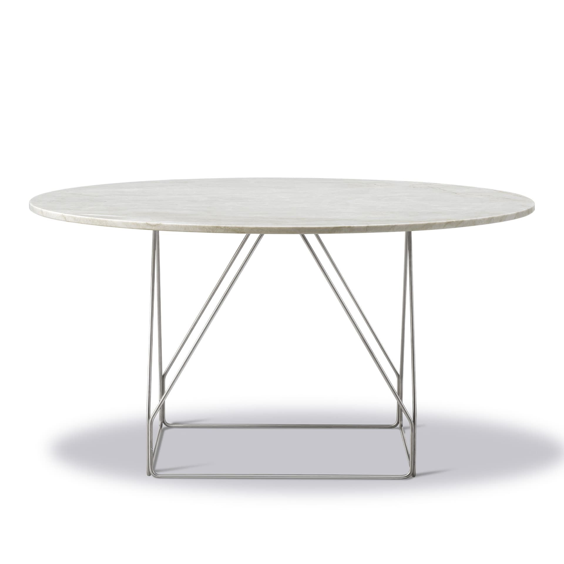 Fredericia Furniture - JG Table - Ø140 cm - Ivory Quartzite - Brushed stainless steel - Spisebord - Jørgen Gammelgaard