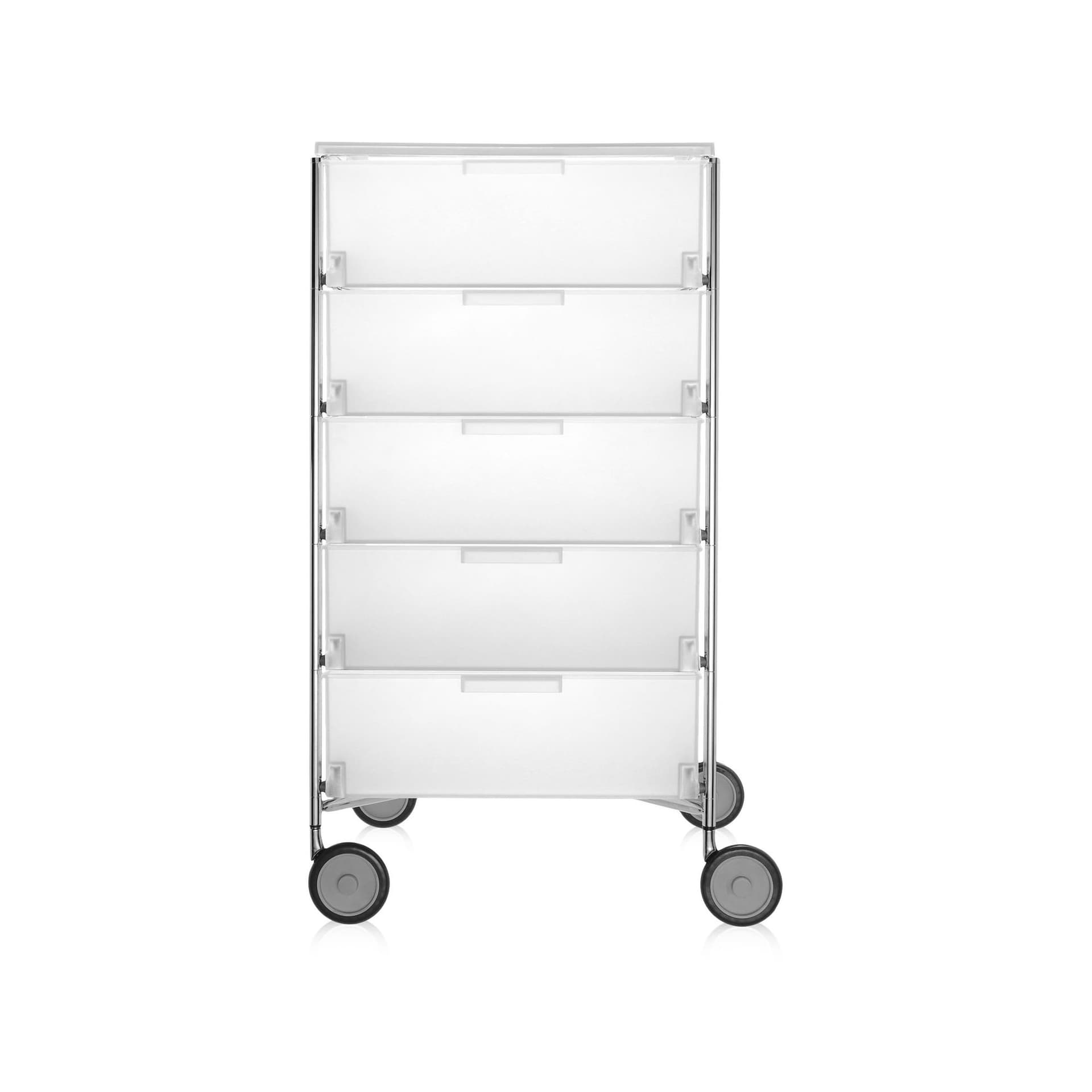 Kartell - Mobil 5 Drawers with Wheels Ice - Skuffeseksjoner - Atonio Citterio,Oliver Löw - Hvit - Metall/Plast
