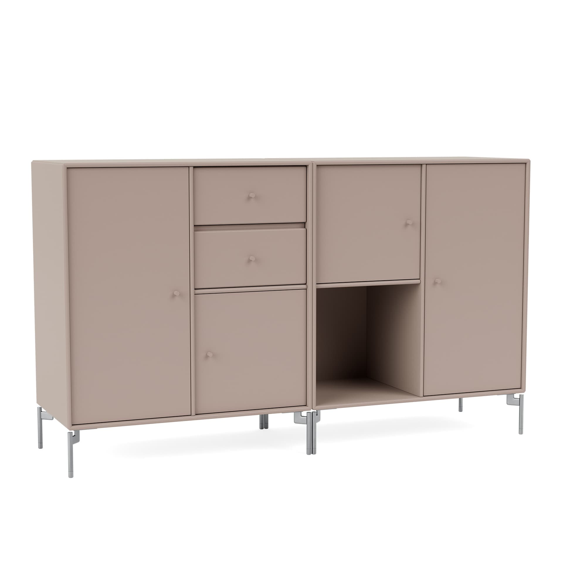 Montana - Couple Sideboard - Mushroom / Matt Chrome Legs - Sideboards - Peter J. Lassen - Beige