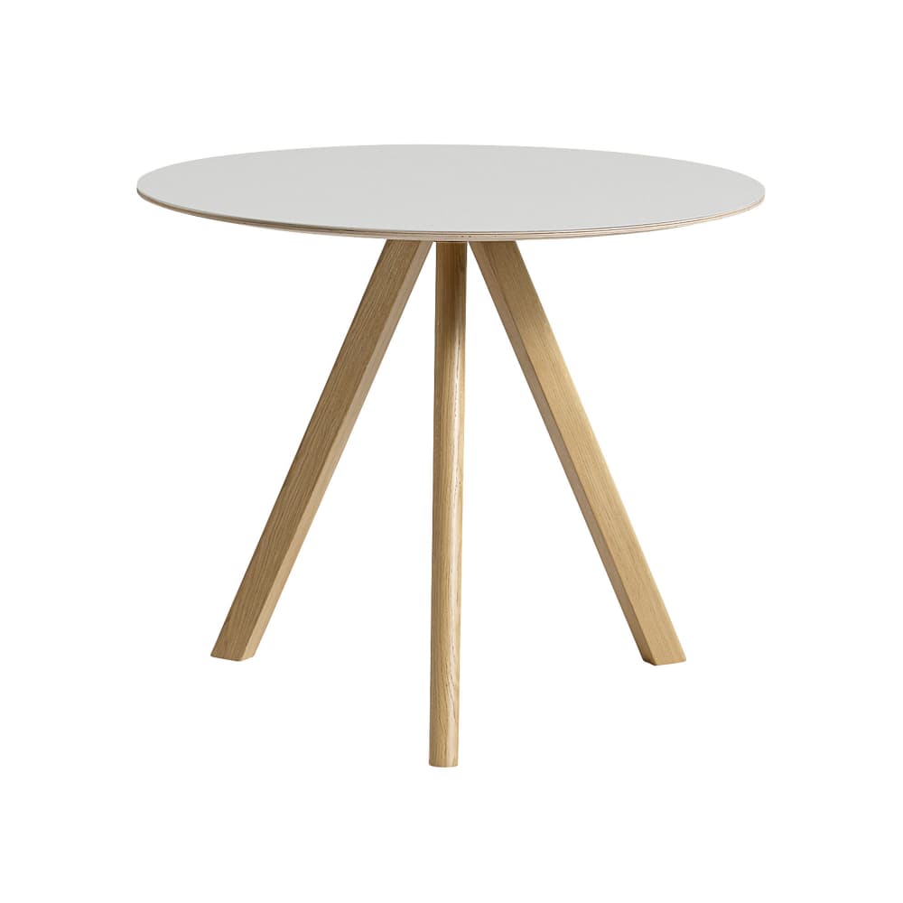 HAY - CPH20 2.0 Table Lacquered Oak Frame Ø90 X H74  Off-White Linoleum Tabletop Lacquered Edge - Spisebord - Ronan & Erwan Bouroullec - Hvit - Tre