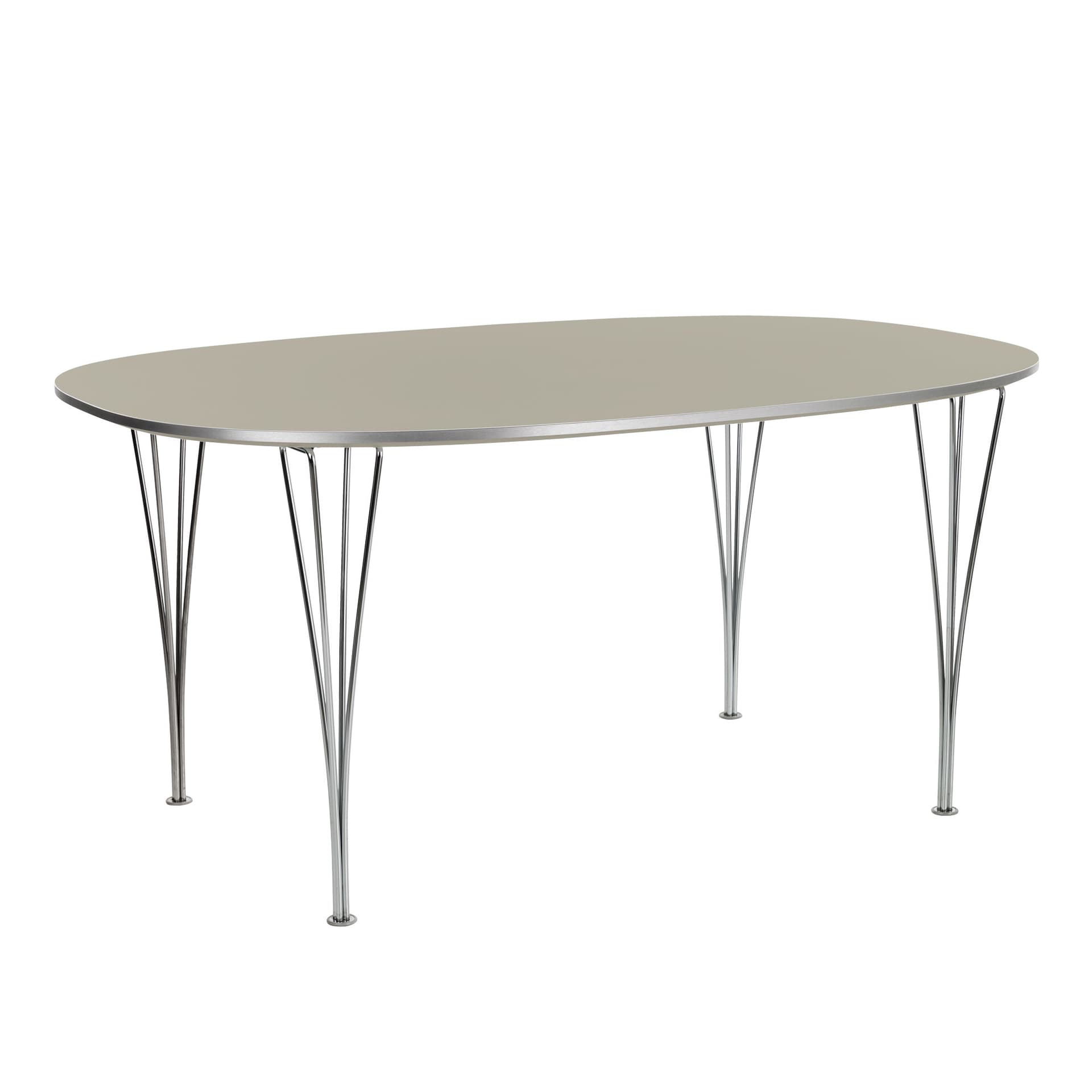 Fritz Hansen - Superellips B614 – 240x120 cm Grey Efeso/Chrome - Spisebord - Arne Jacobsen,Bruno Mathsson,Piet Hein - Grå - Metall/Tre