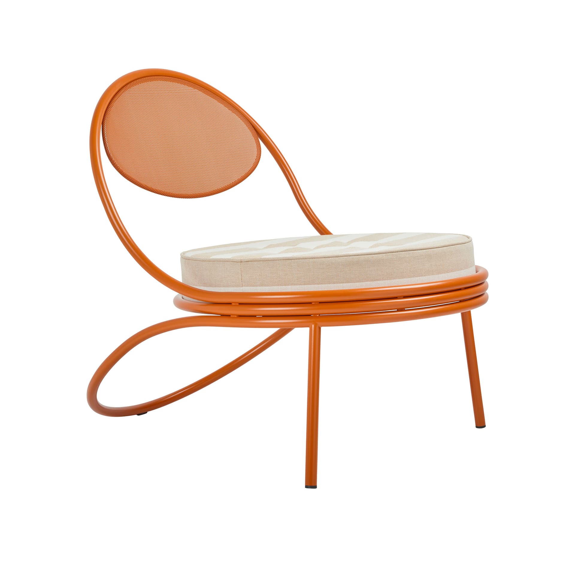 GUBI Copacabana Outdoor Lounge Chair m. polstret sete Leslie stripe limonta 040-international orange