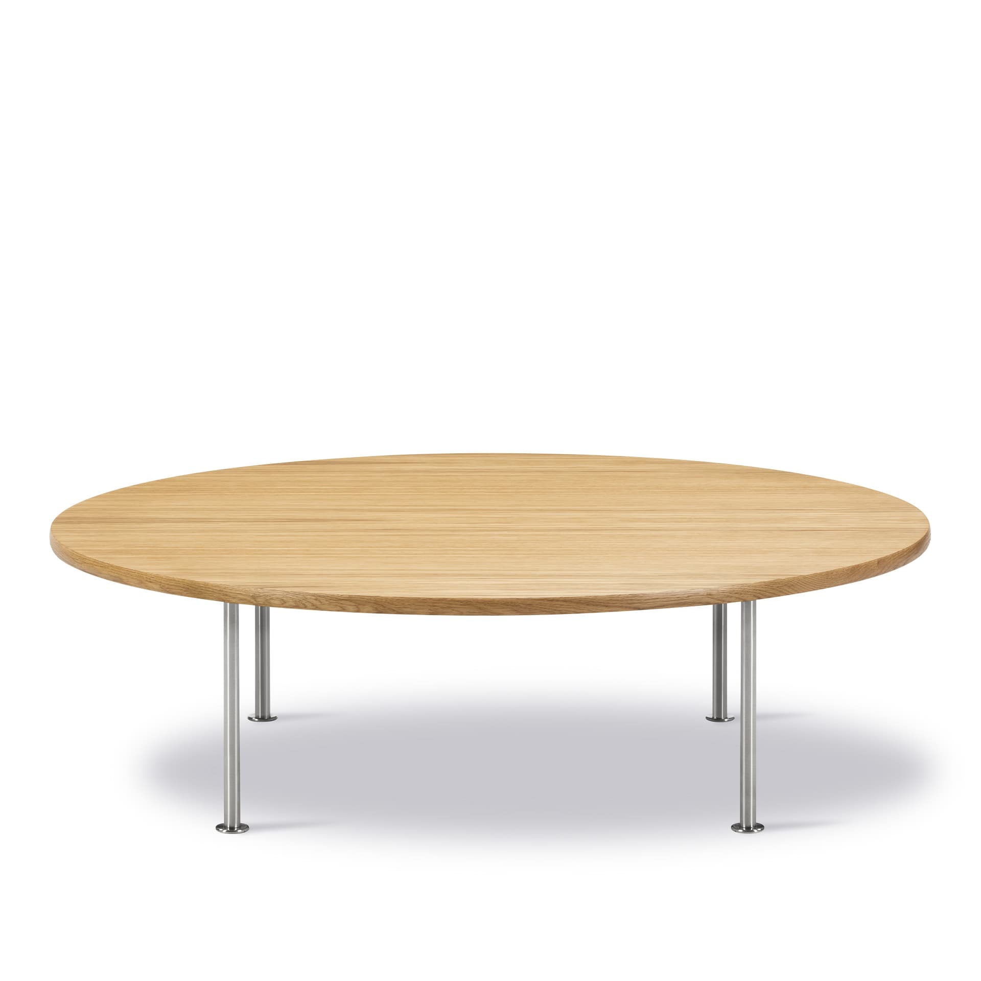 Fredericia Furniture - Wegner Ox Table Ø120 cm - Oak oil - Brushed stainless steel - 35 cm - Sofabord - Hans J. Wegner - Tre farget - Tre