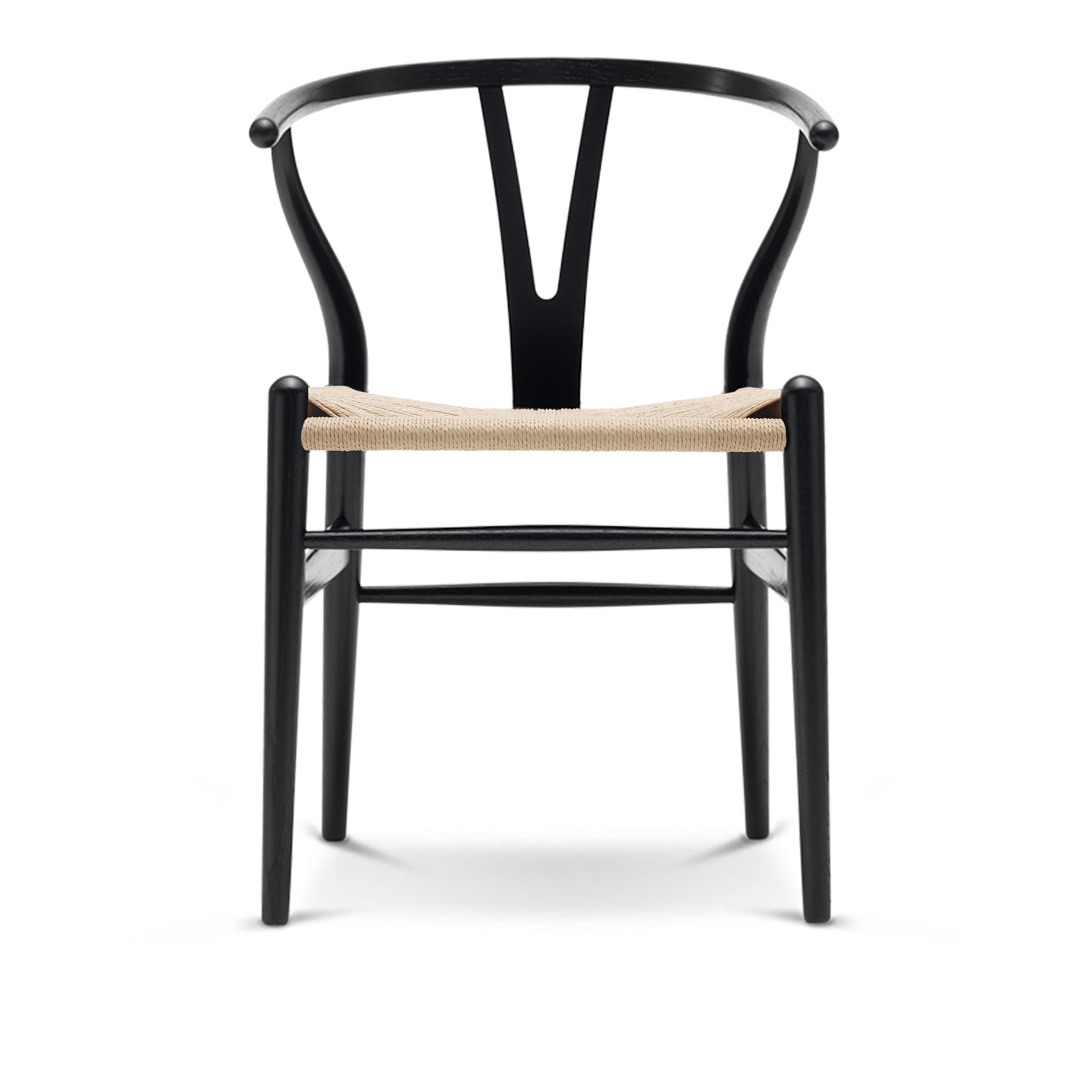 Carl Hansen - CH24 Y-Stolen Ek/ Snöre natur Svartlackerad - Spisestoler - Hans J. Wegner - Svart - Papir/Tre