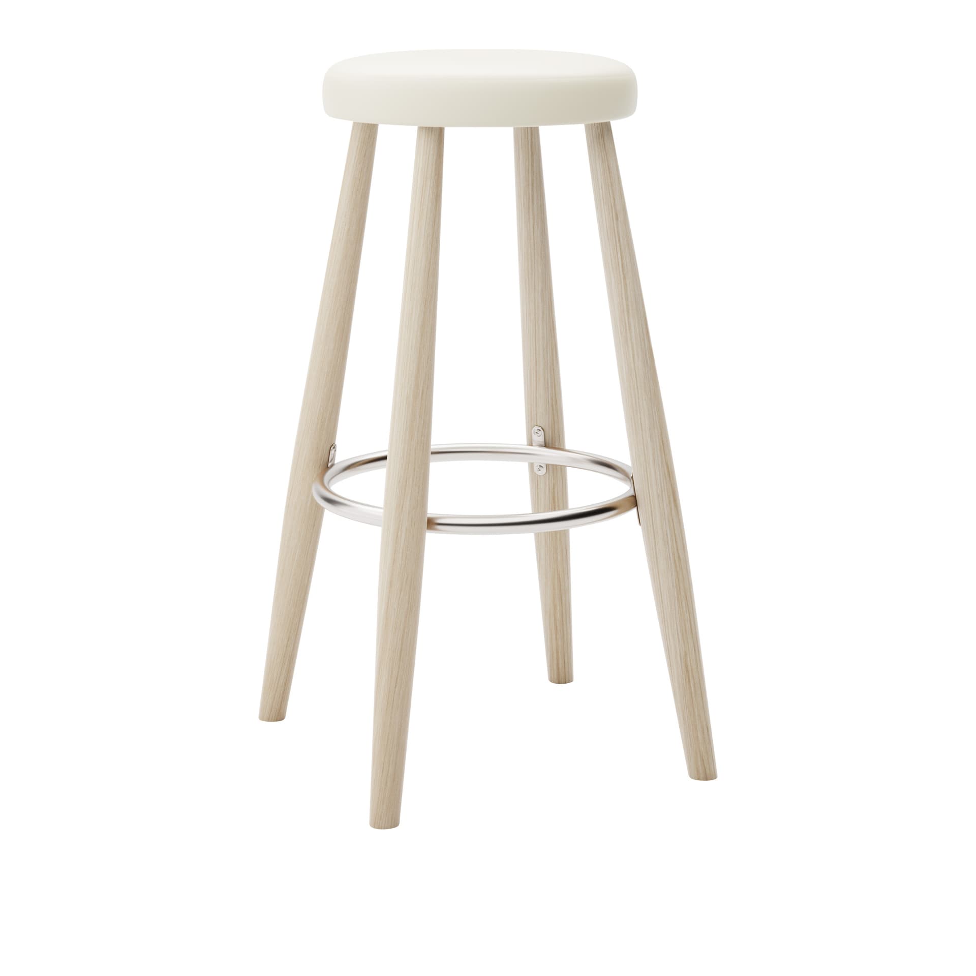 Carl Hansen - CH56 High Stool, Tvålad Ek, Lädergrupp B Thor - 300 - Barstoler & barkrakker - Hans J. Wegner - Tre farget - Lær/Metall/Tre