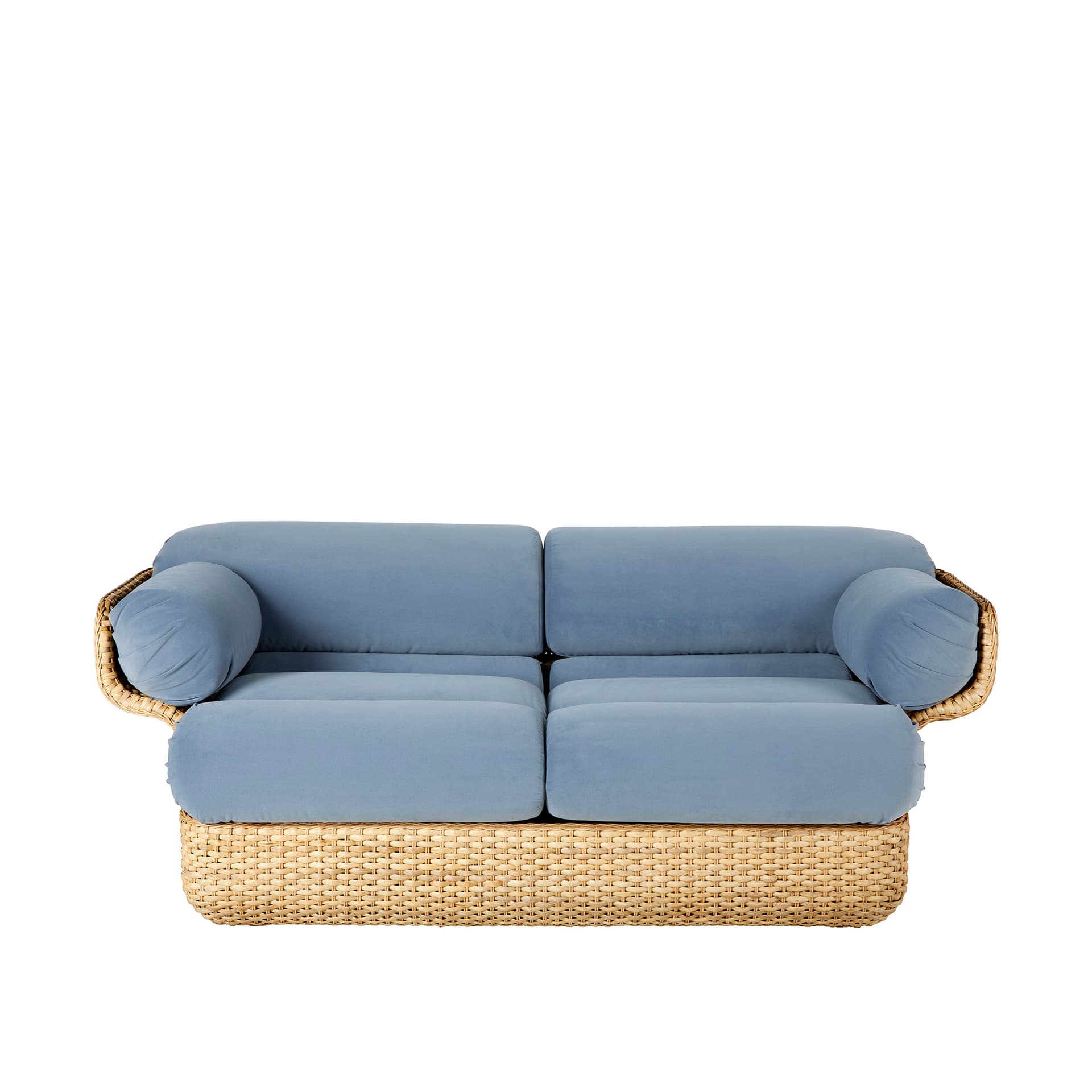 Gubi - Basket Sofa - Fully Upholstered, 2-seater Rattan Sunday 002, Dedar - Sofaer - Joe Colombo - Blå