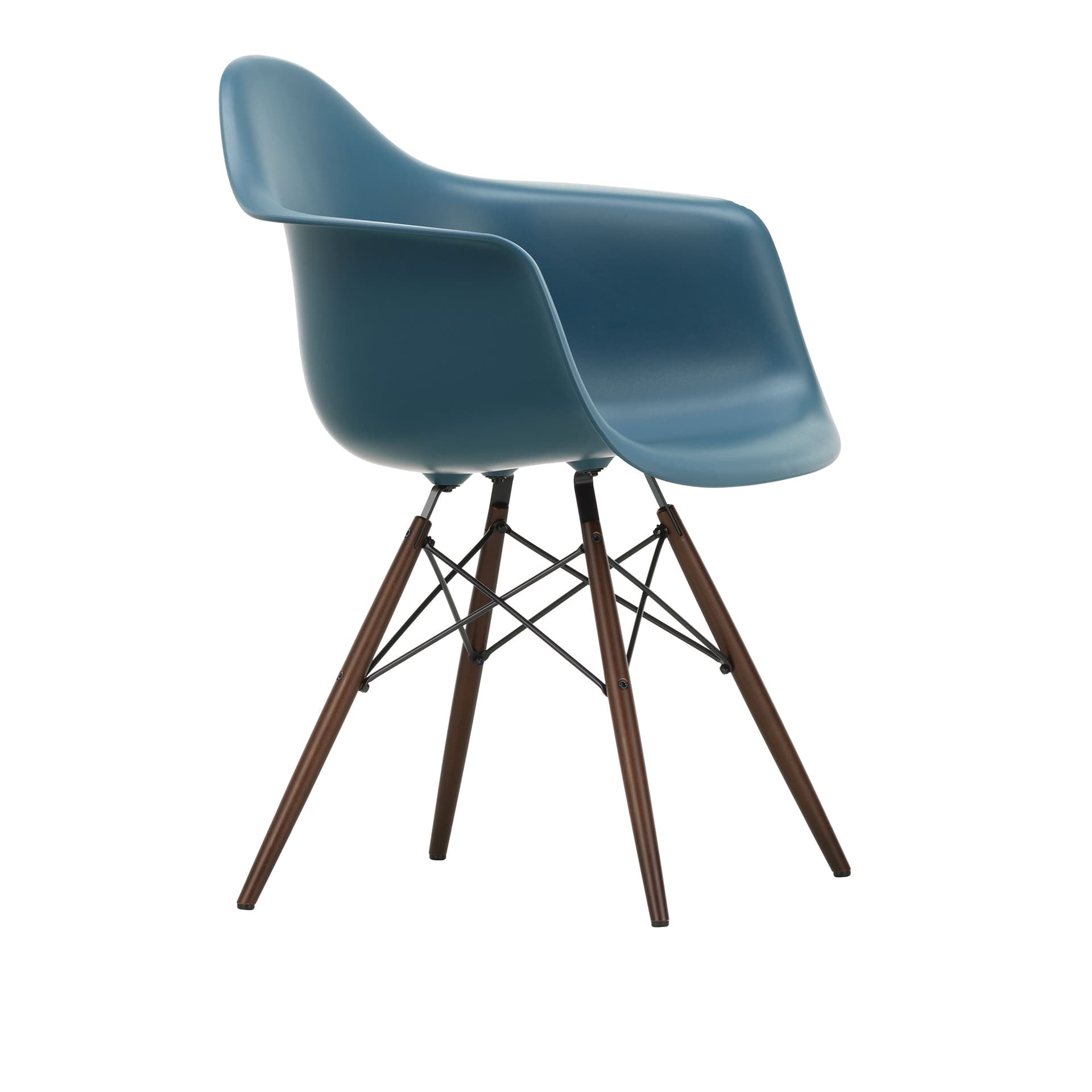 Vitra - Eames Plastic Armchair DAW - 83 Sea Blue - Dark Maple - Spisestoler - Charles & Ray Eames - Blå - Metall/Tre/Plast