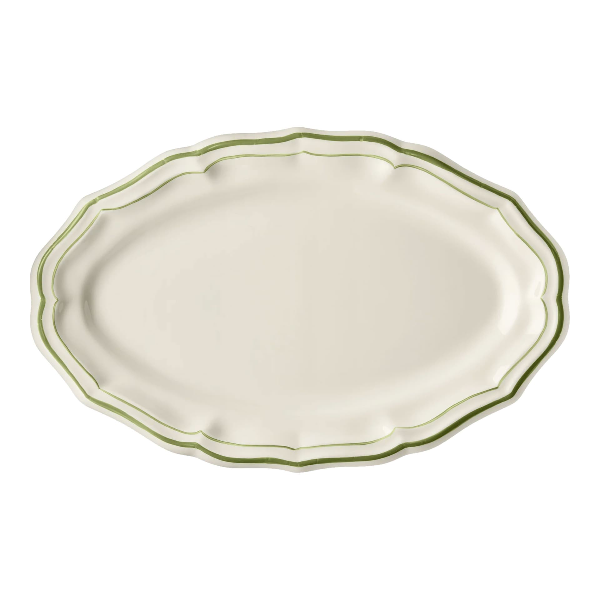 Gien - Filet oval serveringsfat grön - Oppleggingsfat - Grønn - Keramikk