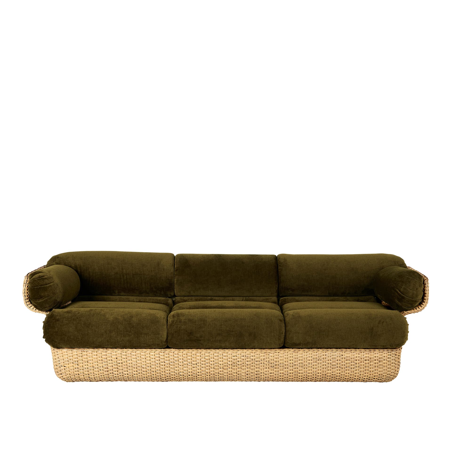 Gubi - Basket Sofa - Fully Upholstered, 3-seater Rattan Mumble 40, Glamour Group - Sofaer - Joe Colombo - Grønn