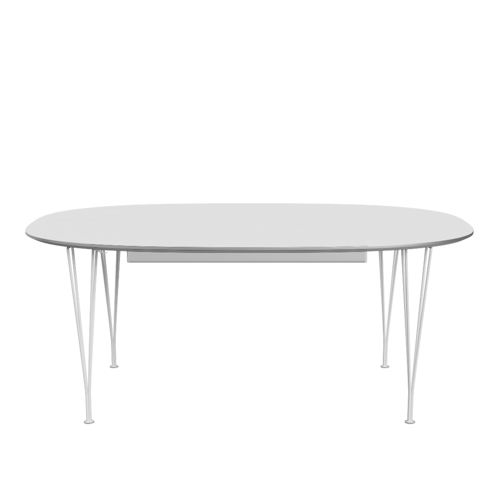 Fritz Hansen - B620 Superellips Pull-out, Laminate, White, White powder coating - Spisebord - Arne Jacobsen,Bruno Mathsson,Piet Hein