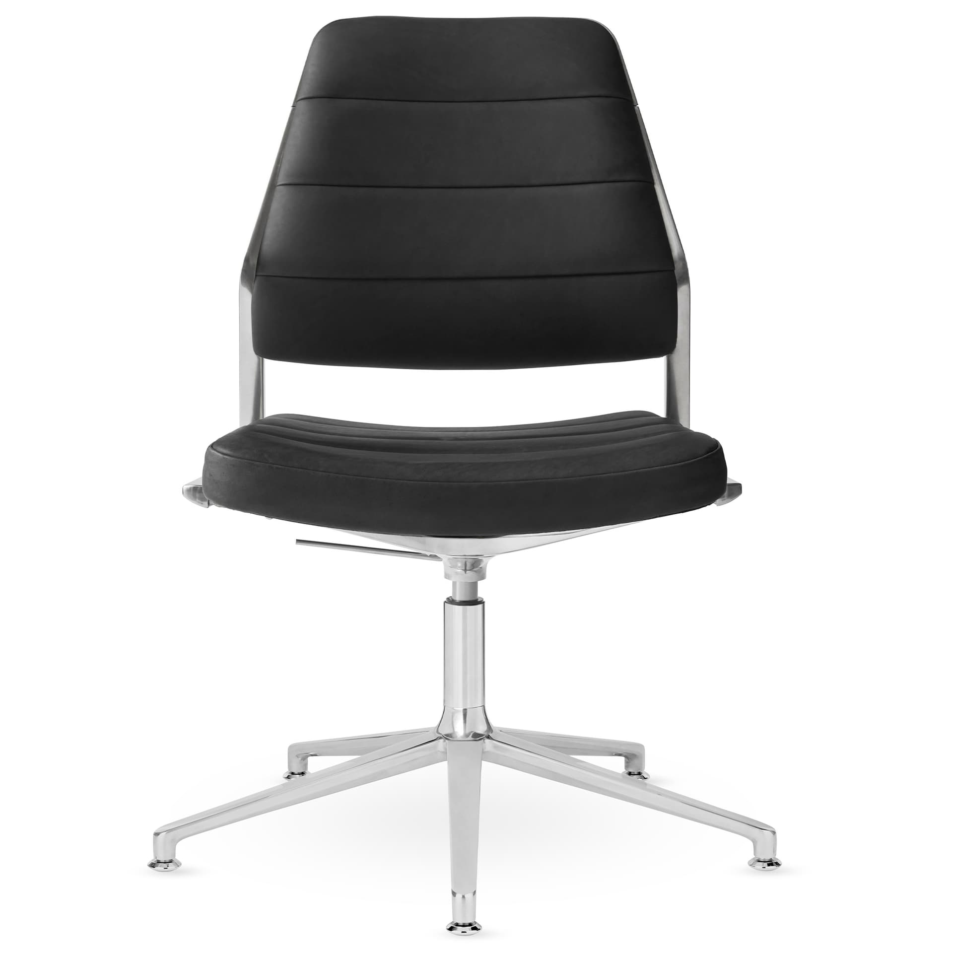 Vipp - Vipp454+ Swivel chair, polished, gliders, Black leather - Kontorstoler