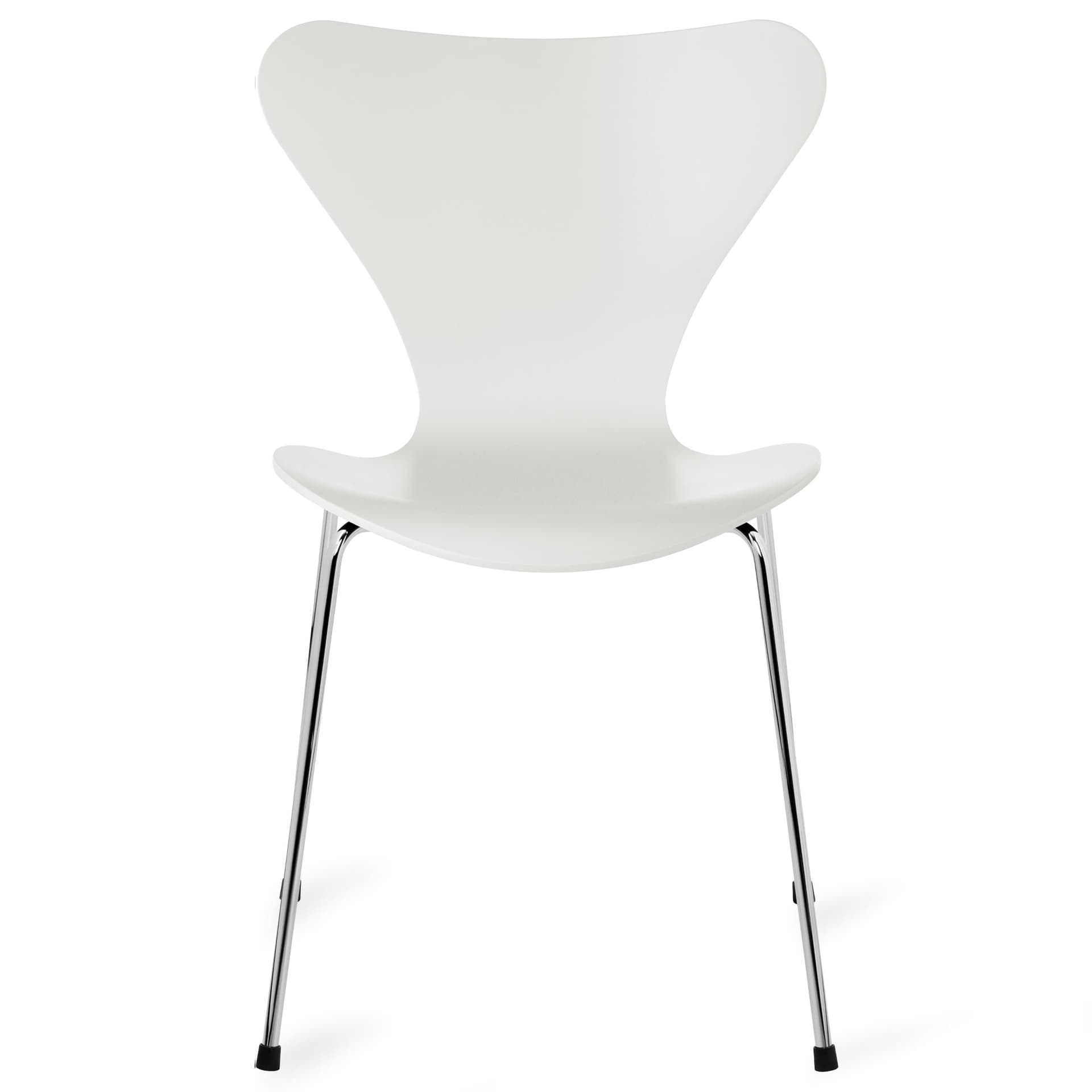 Fritz Hansen - Series 7 stol 3107 bøkfiner stålunderstell krom white - Spisestoler - Arne Jacobsen - Hvit - Metall/Tre
