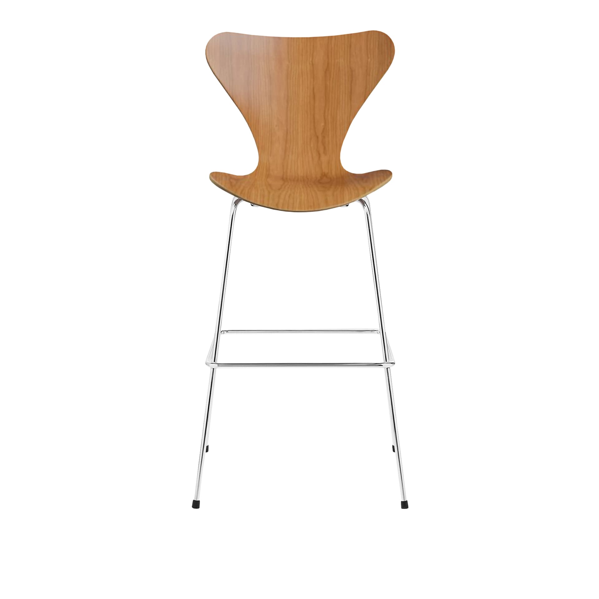 Fritz Hansen - 3197 Sjuan, Körsbärsfanér - Barstoler & barkrakker - Arne Jacobsen - Tre farget - Metall/Tre