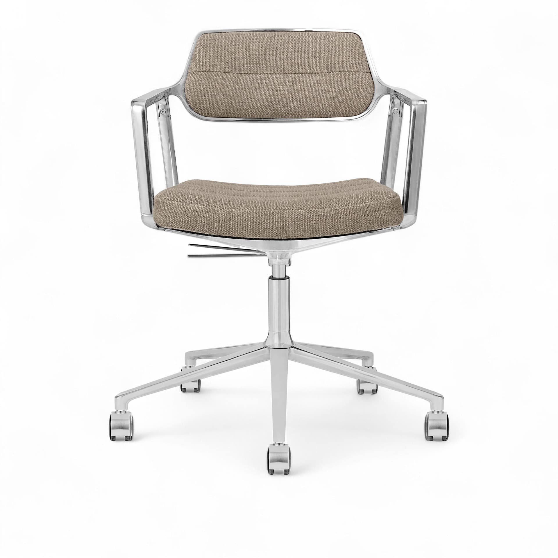 Vipp - Vipp453+ kontorstol med hjul polerad ram med dark sand textil - Kontorstoler - Beige