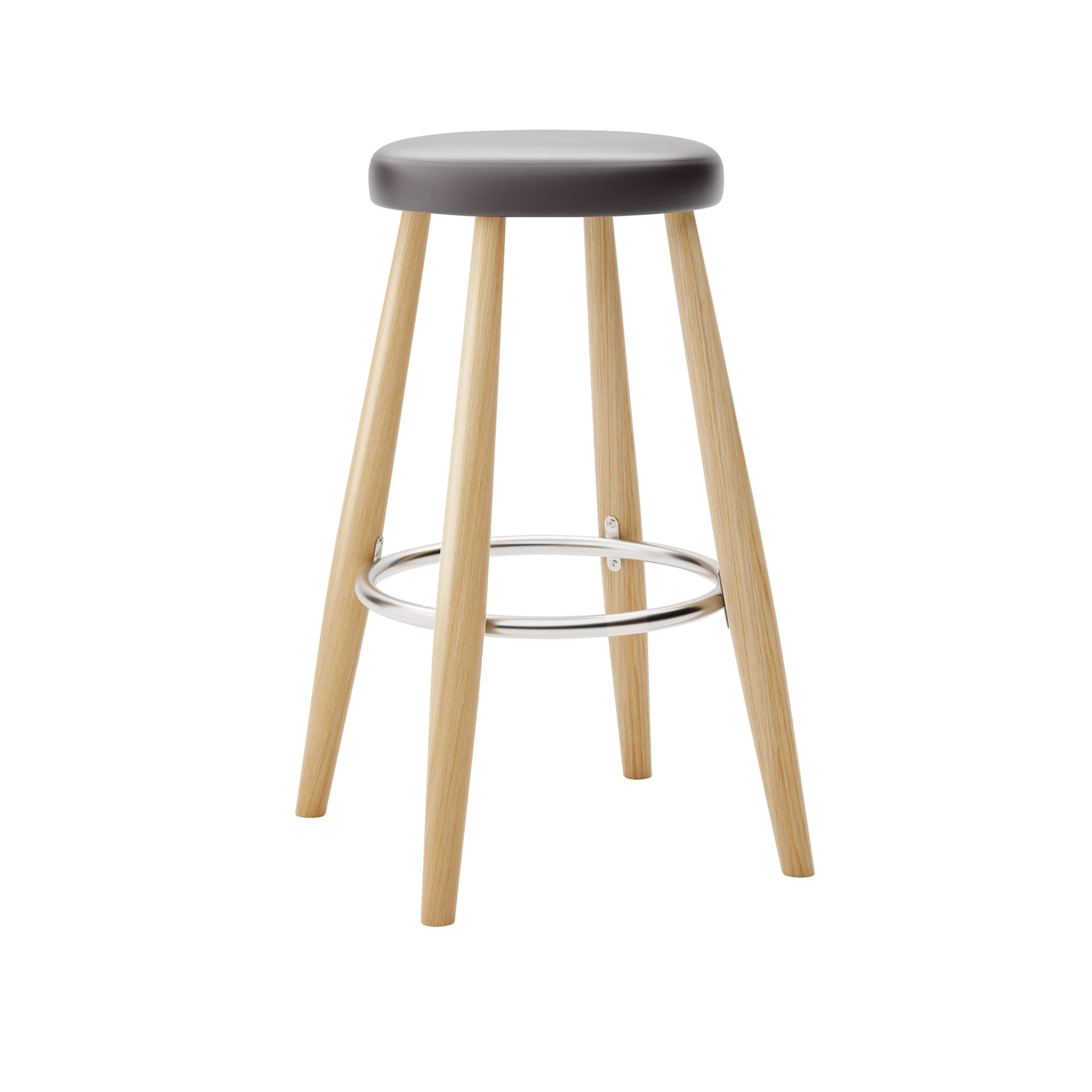 Carl Hansen - CH58 Low Stool, Klarlackad Ek, Lädergrupp B Thor - 306 - Barstoler & barkrakker - Hans J. Wegner - Tre farget - Lær/Metall/Tre