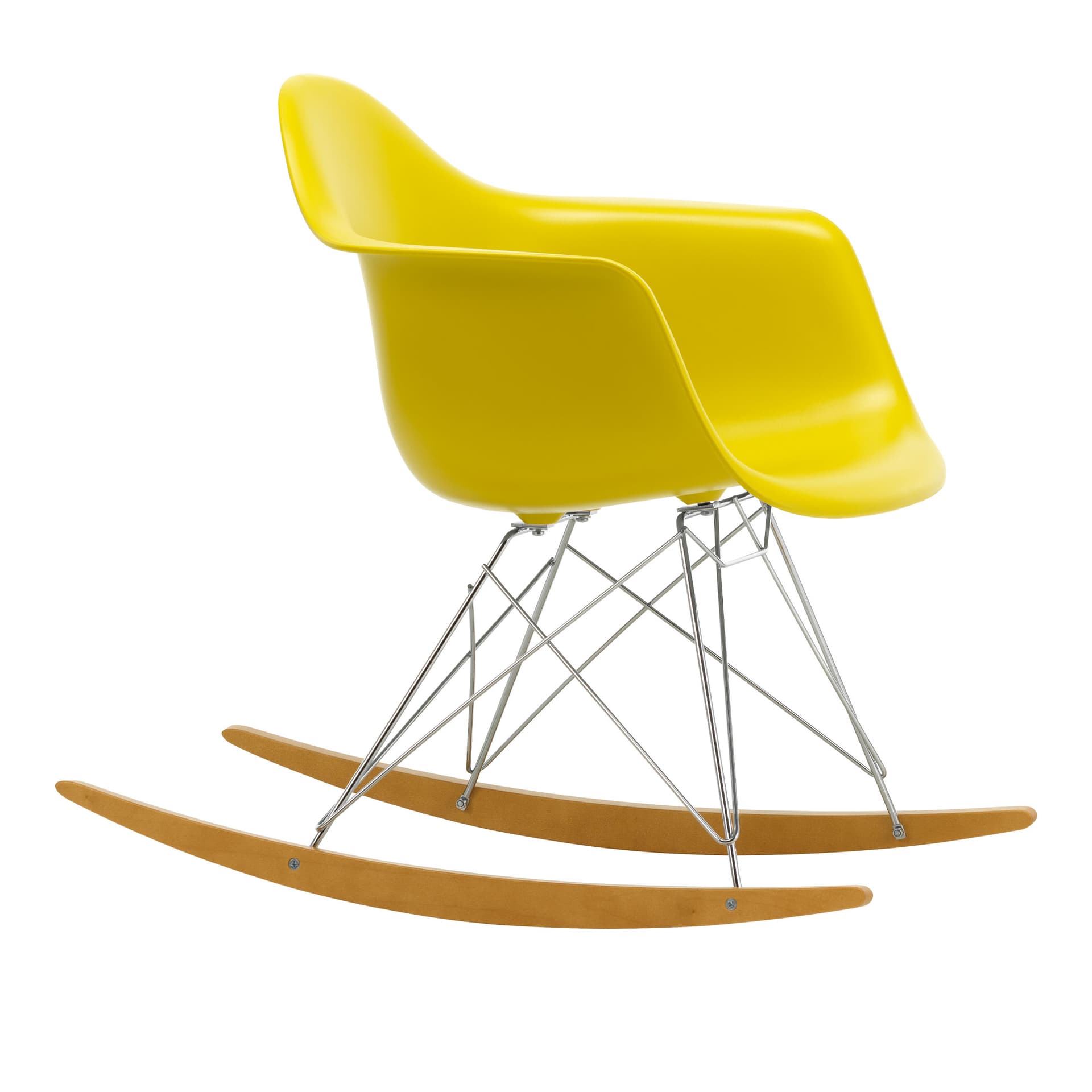 Vitra - Eames Plastic Armchair RAR - 34 Mustard - Chrome Base - Golden Maple - Lenestoler - Charles & Ray Eames - Gul - Metall/Tre/Plast