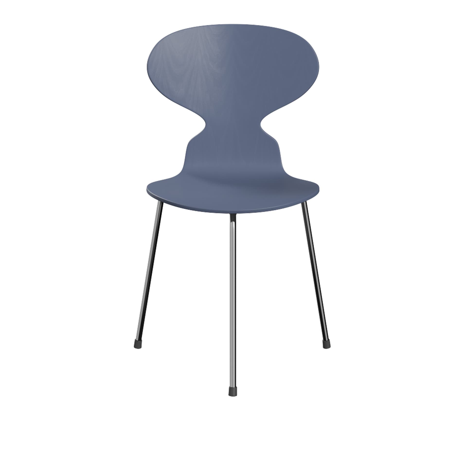 Fritz Hansen - Ant 3100 farget asketrefinér stålstativ krom dusk blue - Spisestoler - Arne Jacobsen - Blå - Metall/Tre