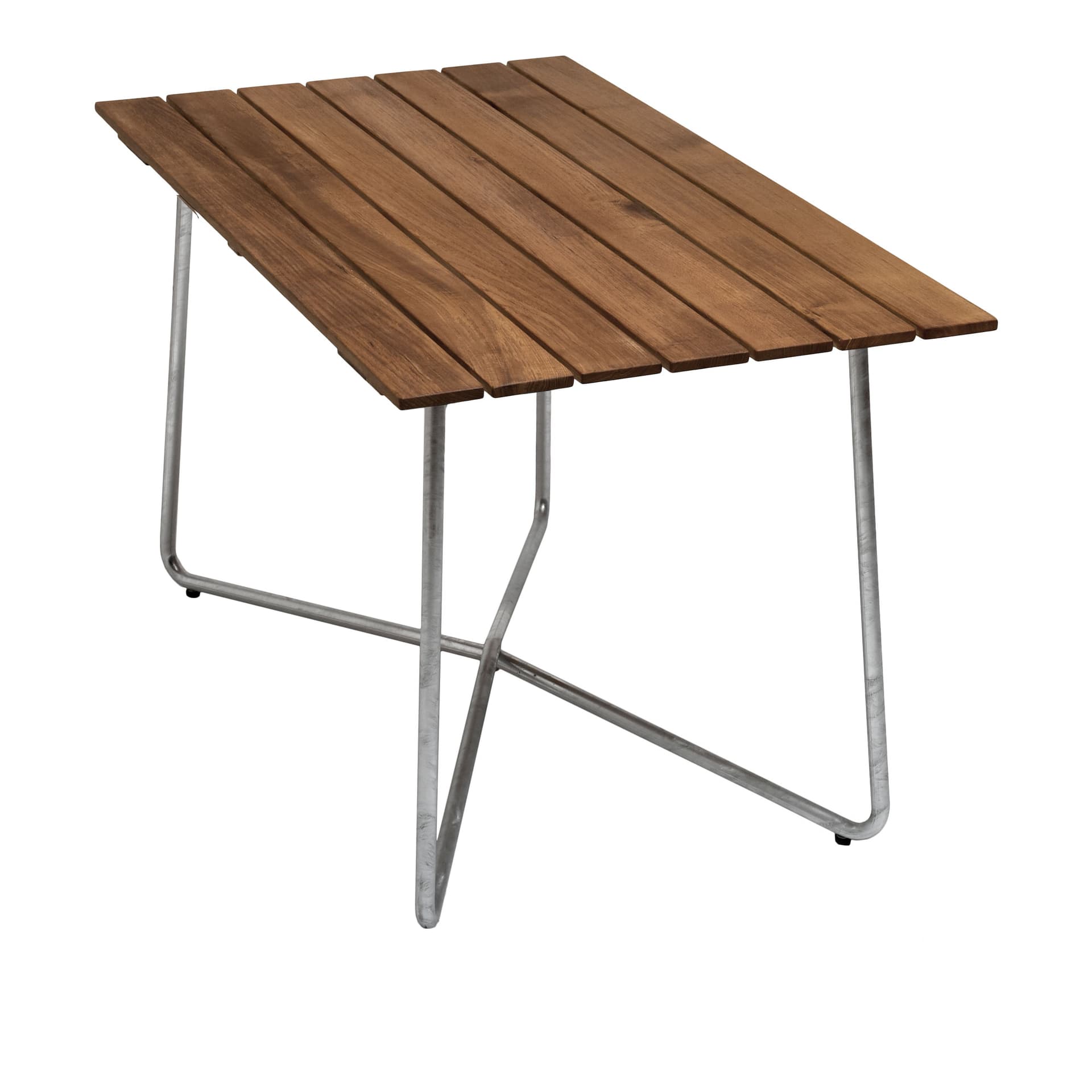 Grythyttan Stålmöbler - Bord B25A 120cm varmforsinket stativ ubehandlet teak - Utendørs spisebord - Tre farget - Metall/Tre