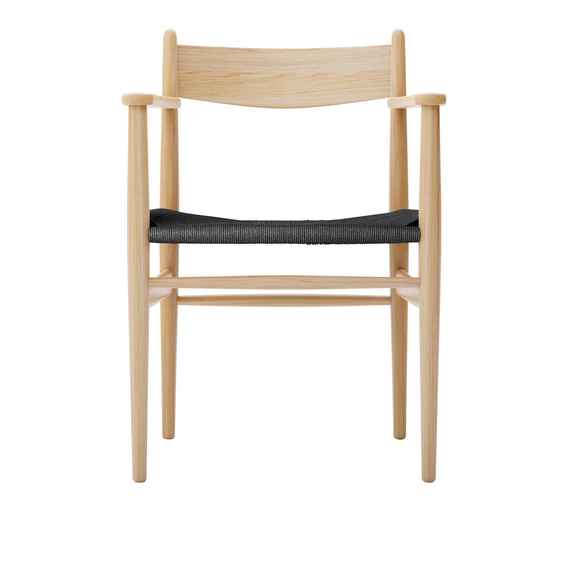Carl Hansen - CH37, Klarlackad Ek, Svartflätat papperssnöre - Spisestoler - Hans J. Wegner - Tre farget - Tre