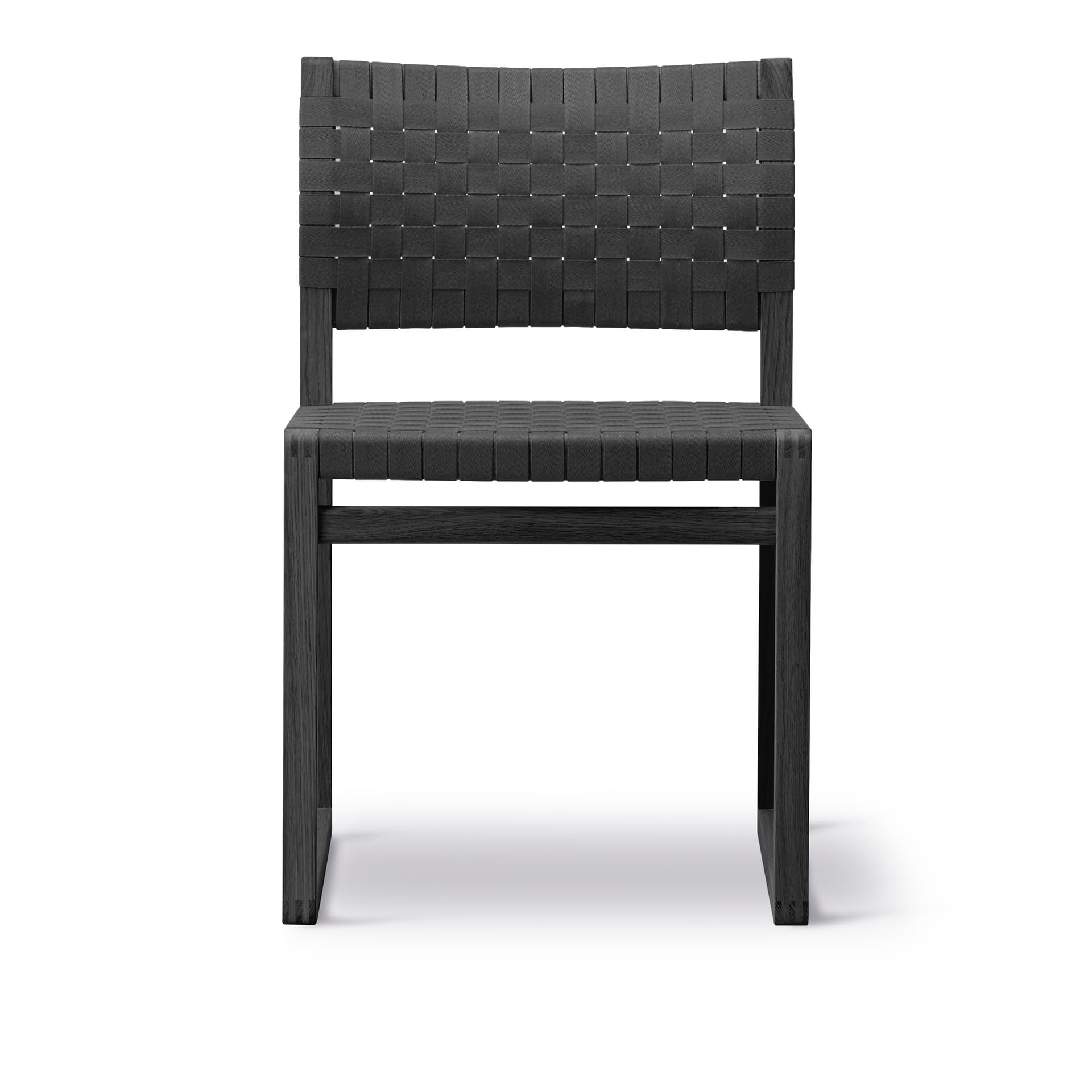 Fredericia Furniture - BM61 Chair Linen Webbing, Black lacquered, Seat black - Spisestoler - Børge Mogensen - Svart