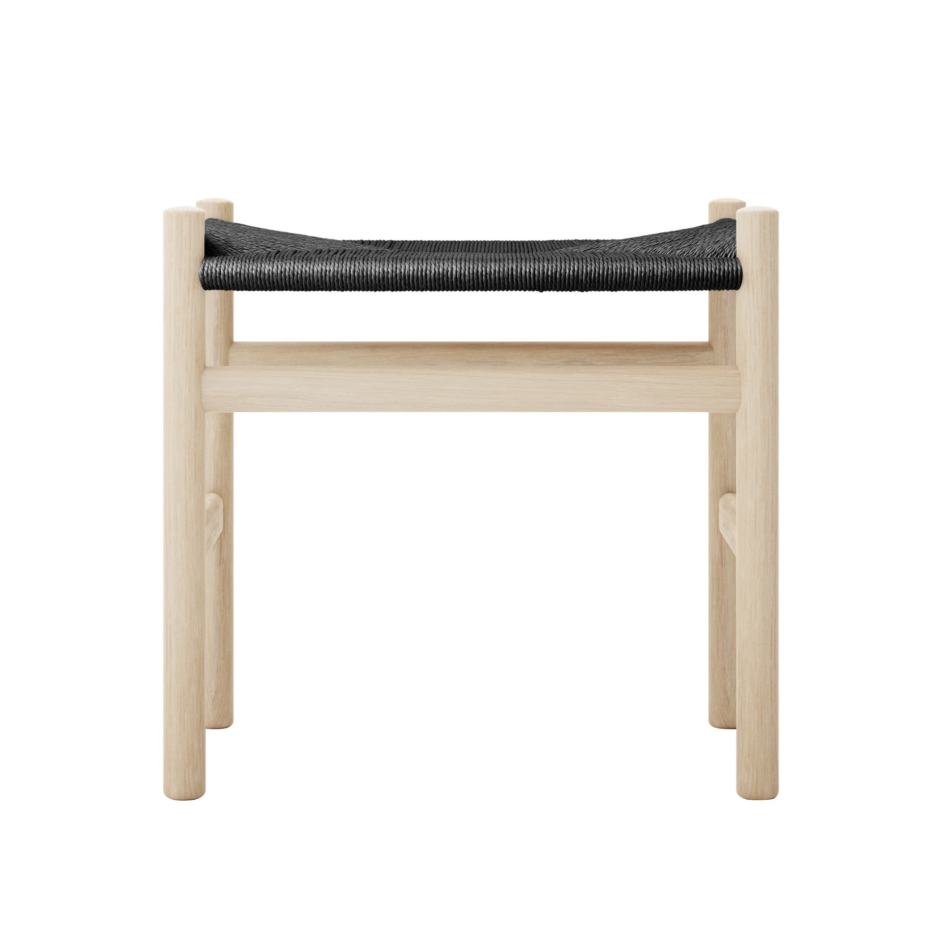 Carl Hansen - CH53, Ek, Tvålad, Svartflätad, 43 cm - Skamler & Taburetter - Hans J. Wegner - Tre farget - Papir/Tre