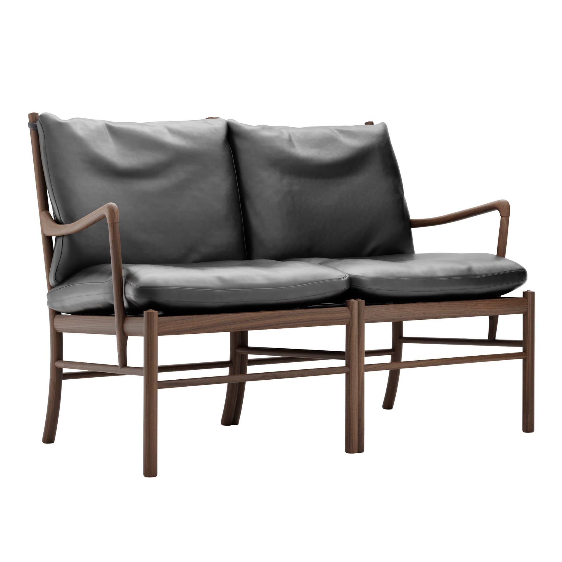 Carl Hansen - OW149-2 - Colonial Sofa, Oljad Valnöt, Lädergrupp C Sif - 98 - Sofaer - Ole Wanscher - Svart