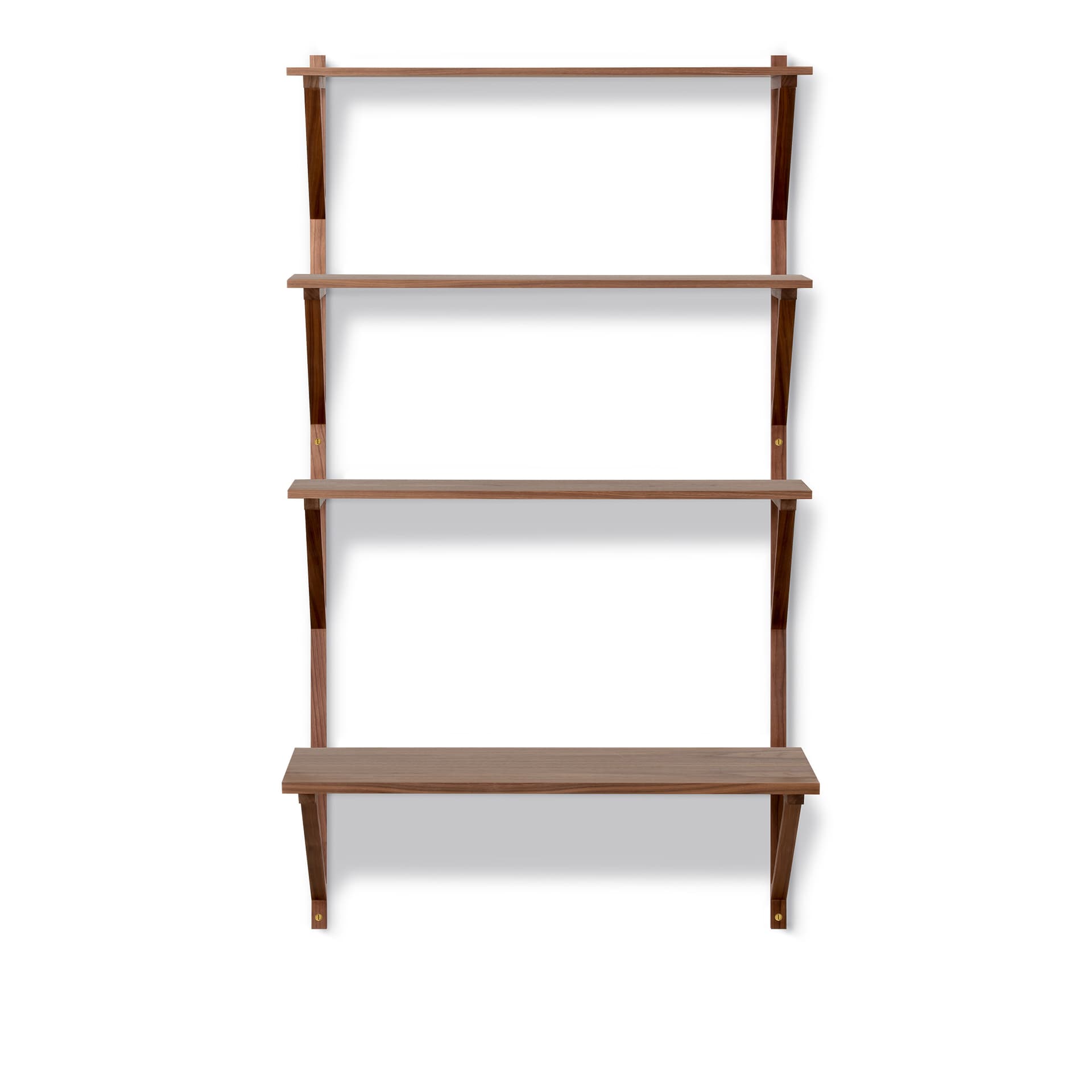 Fredericia Furniture - BM29 Shelf - 1 compartment - 3 shelves and desk shelf - DxWxH: 43x78x134 cm - Walnut lacquer - Vegghyller - Børge Mogensen - Tre farget - Tre