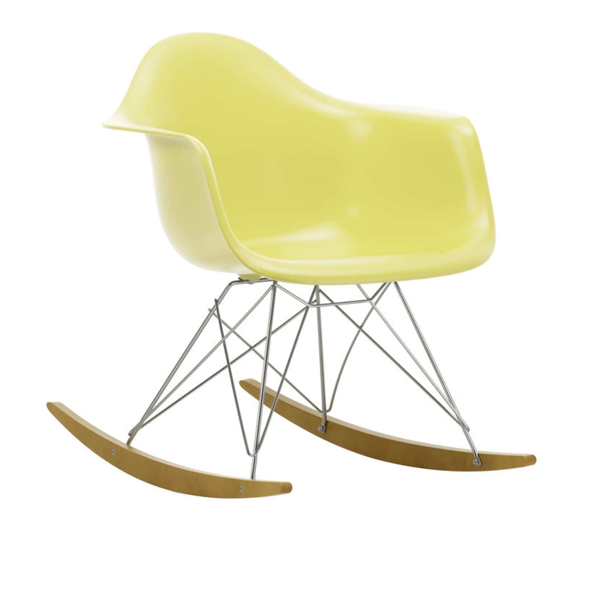 Vitra - Eames RE Plastic Armchair RAR 92 Citron, Chrome Base, Golden Maple - Lenestoler - Charles & Ray Eames - Gul - Metall/Plast