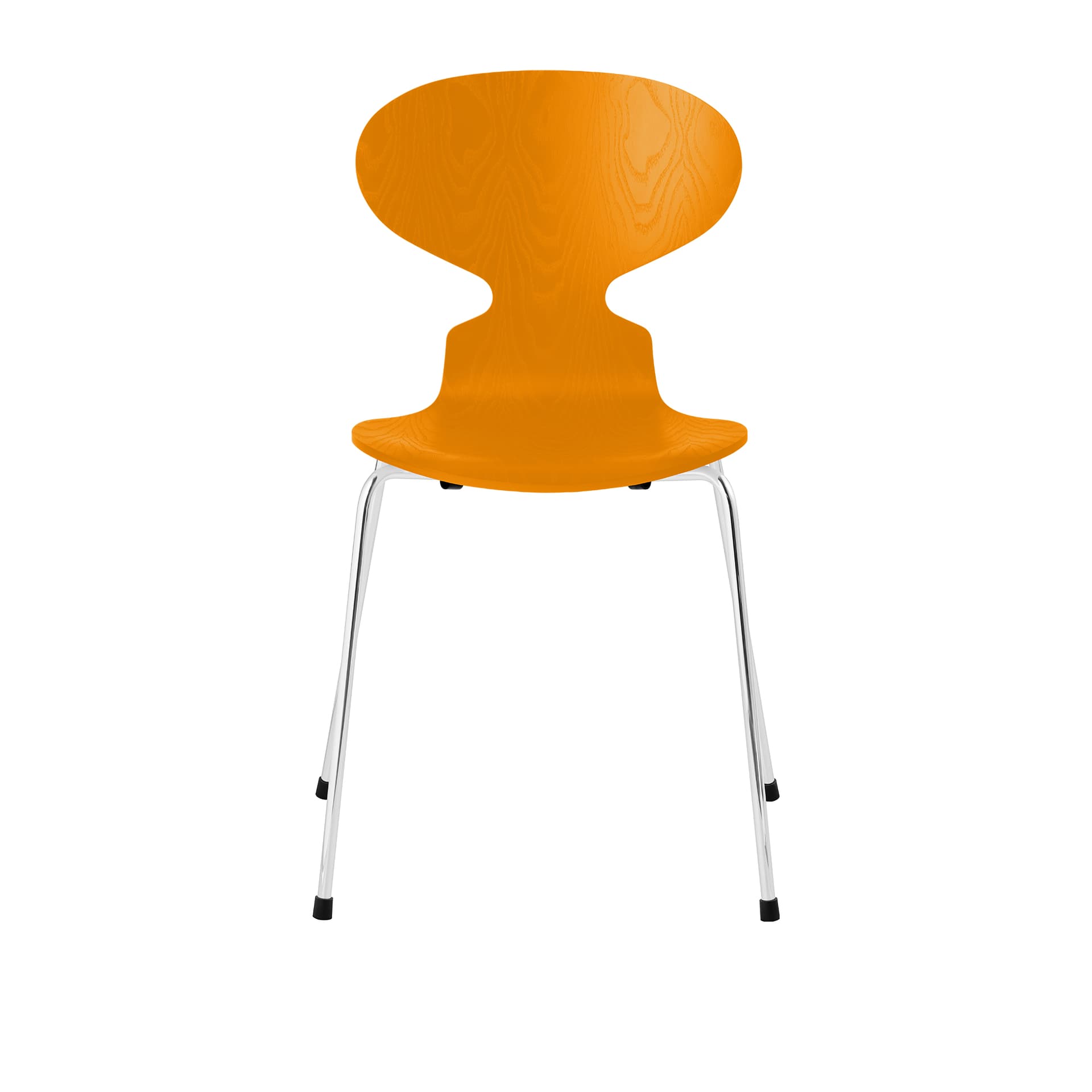 Fritz Hansen - Ant 3101 farget asketrefinér stålstativ krom burnt yellow - Spisestoler - Arne Jacobsen - Gul - Metall/Tre