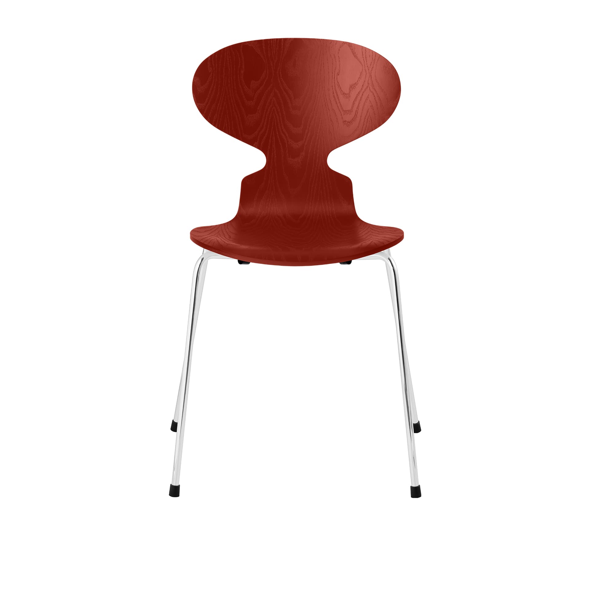 Fritz Hansen - Ant 3101 farget asketrefinér stålstativ krom venetian red - Spisestoler - Arne Jacobsen - Rød - Metall/Tre
