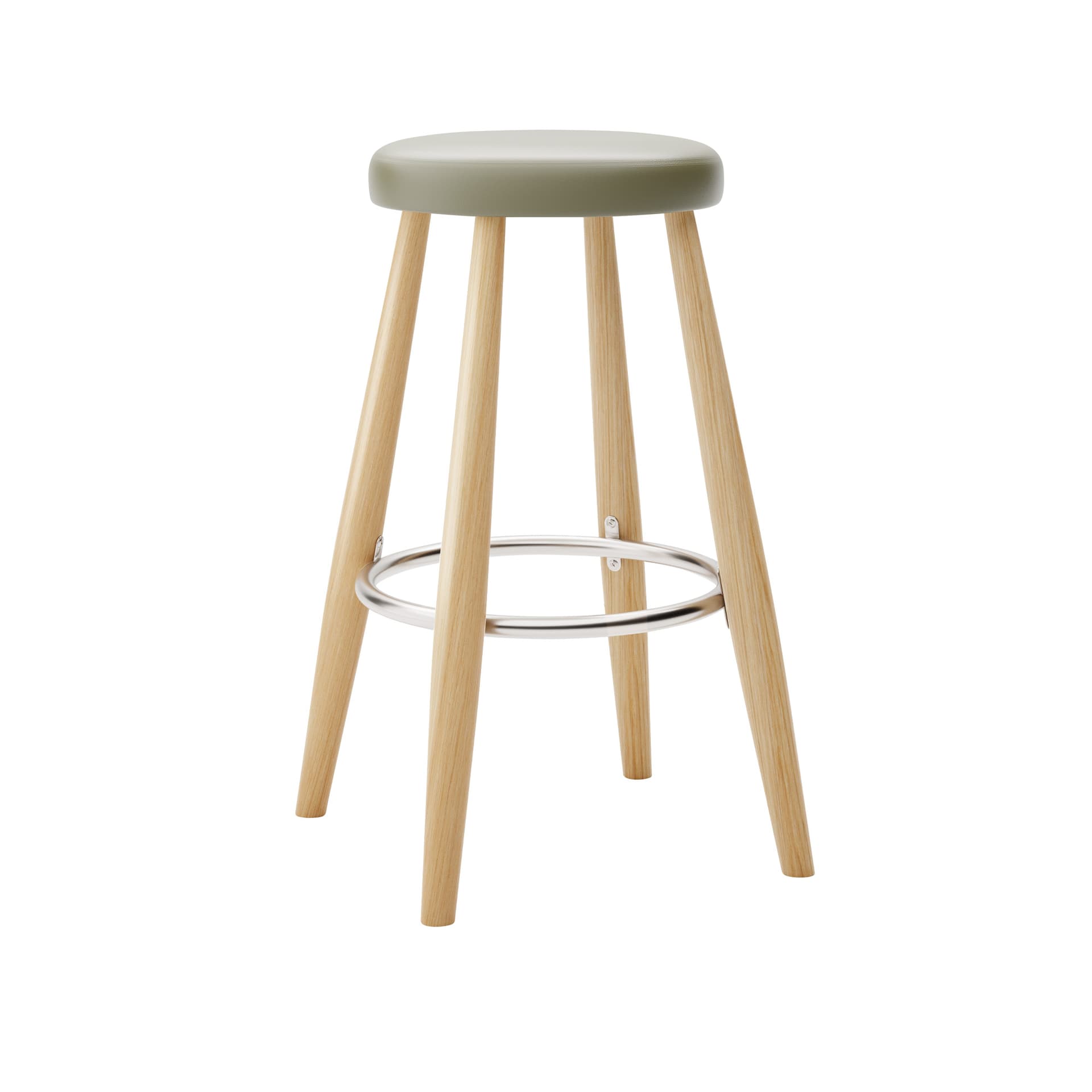 Carl Hansen - CH58 Low Stool, Klarlackad Ek, Lädergrupp A Loke - 7240 - Barstoler & barkrakker - Hans J. Wegner - Tre farget - Lær/Metall/Tre