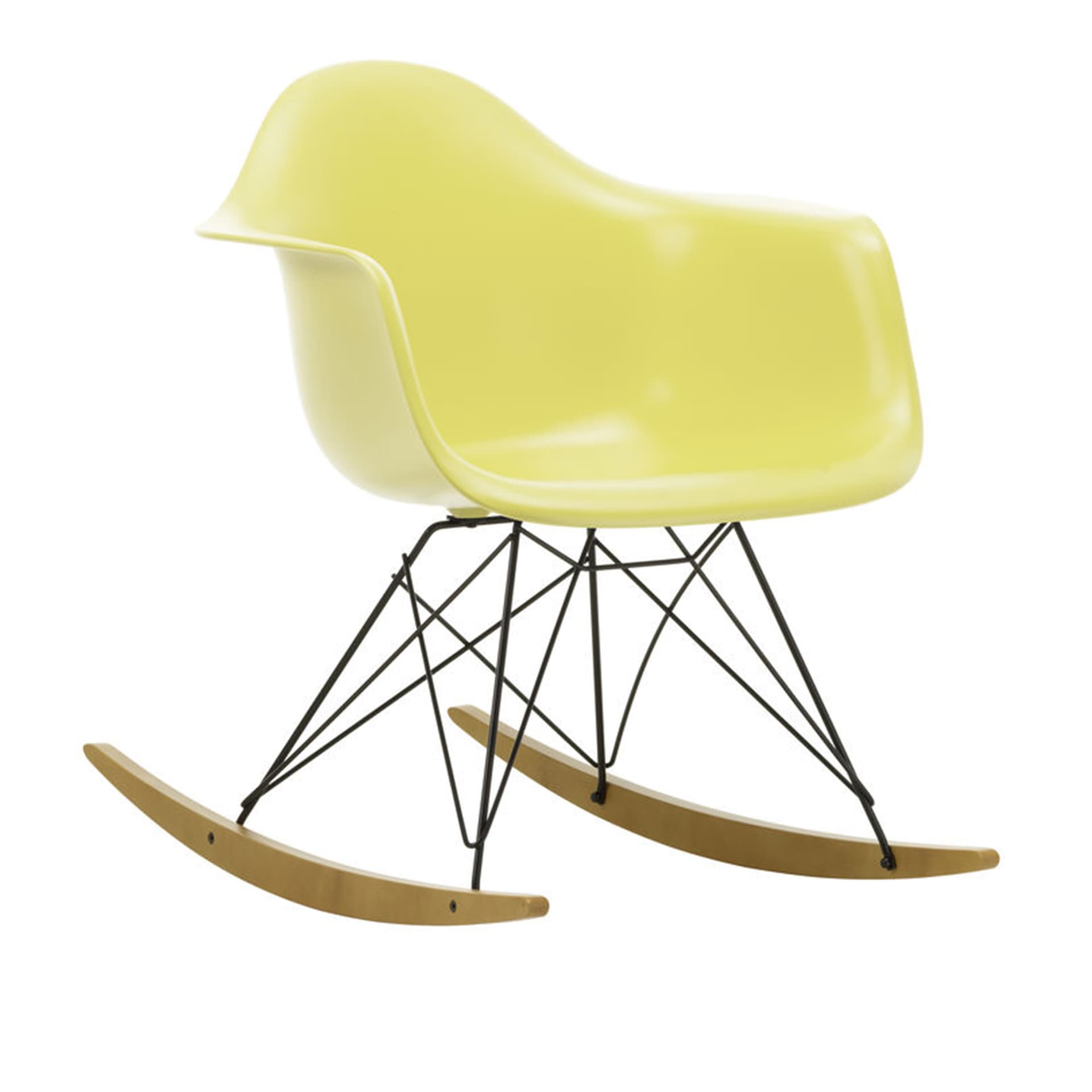 Vitra - Eames RE Plastic Armchair RAR 92 Citron, Basic Dark Base, Golden Maple - Lenestoler - Charles & Ray Eames - Gul - Metall/Plast