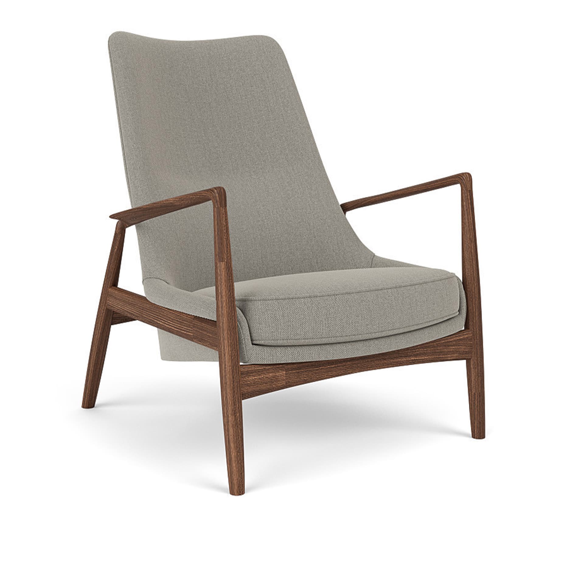 Audo Copenhagen - The Seal Lounge Chair High Back Walnut / Re-wool 0218 - Lenestoler - Ib Kofod-Larsen - Beige - Tre/Tekstilmateriale/Skum