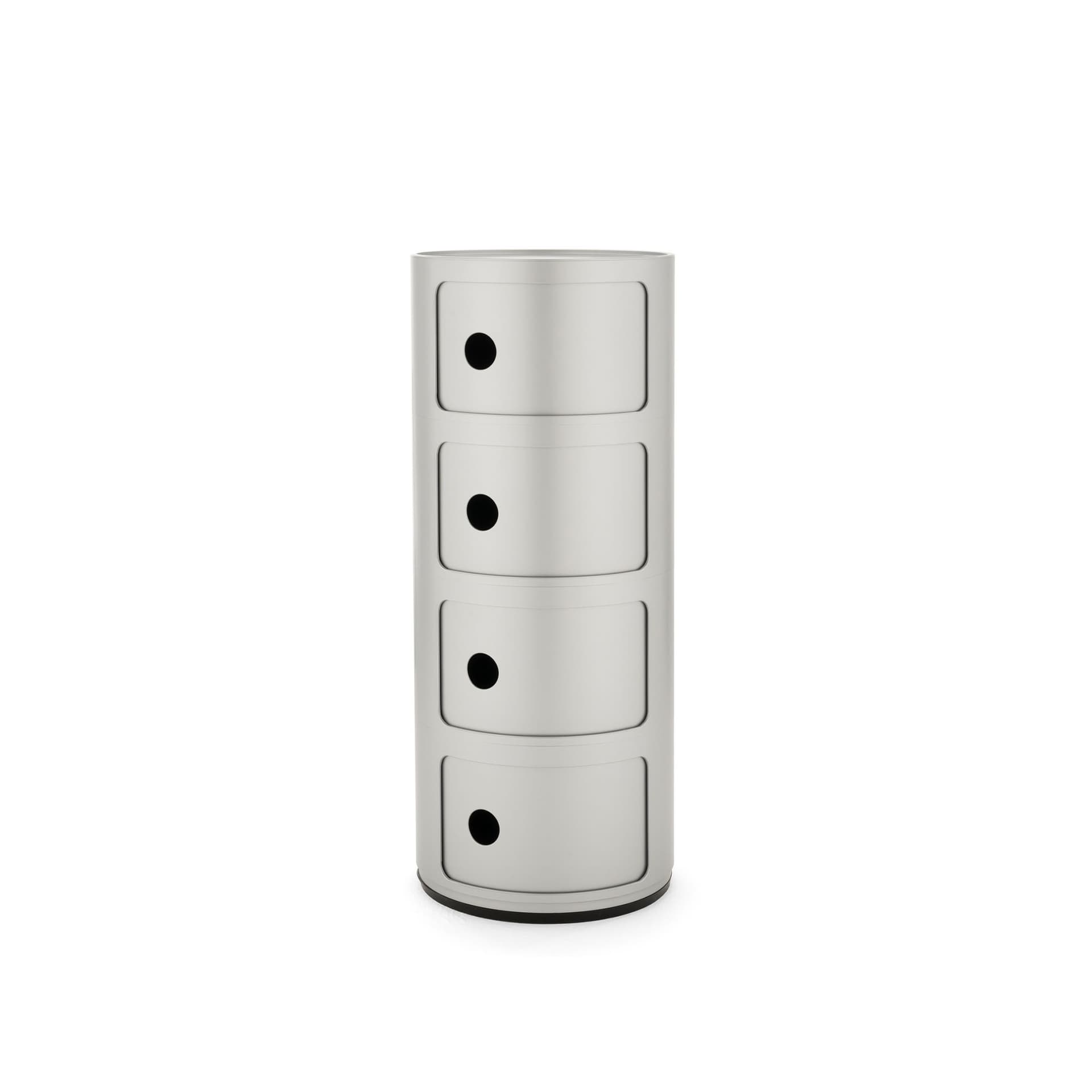 Kartell - Componibili 4 Compartments Silver - Skuffeseksjoner - Anna Castelli Ferrieri - Sølv - Plast