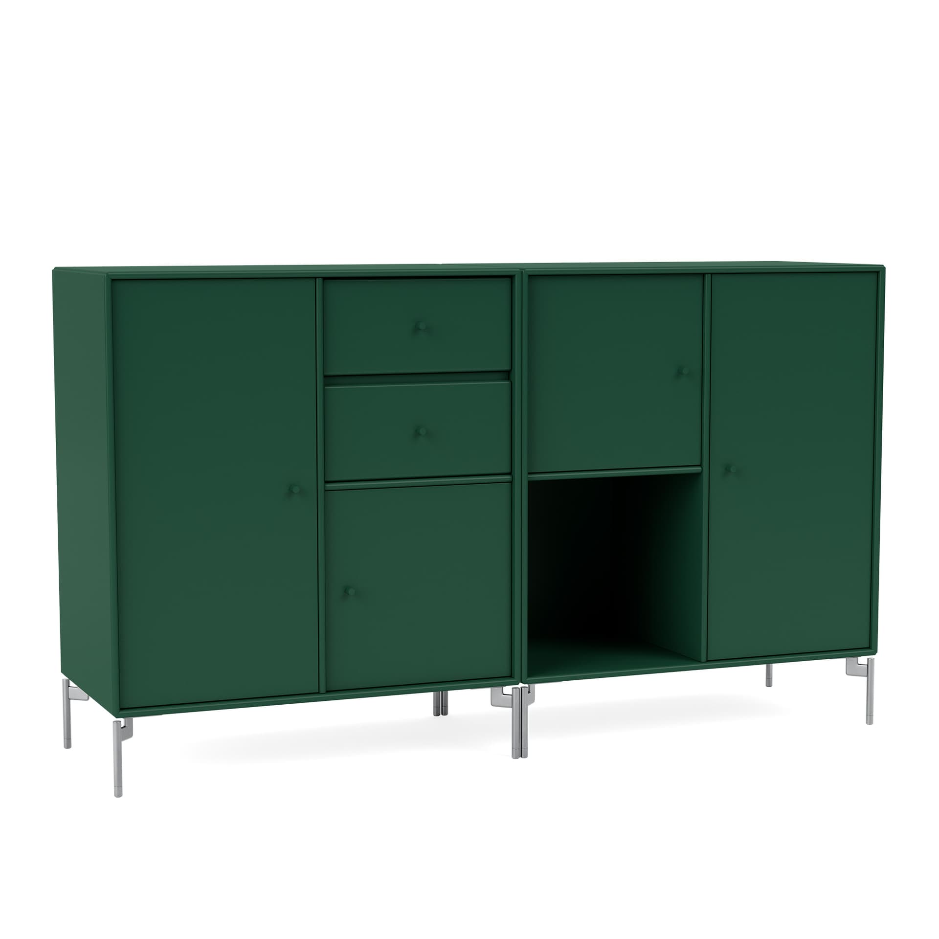 Montana - Couple Sideboard 136-Pine Matt Chrome - Sideboards - Peter J. Lassen - Grønn - Tre