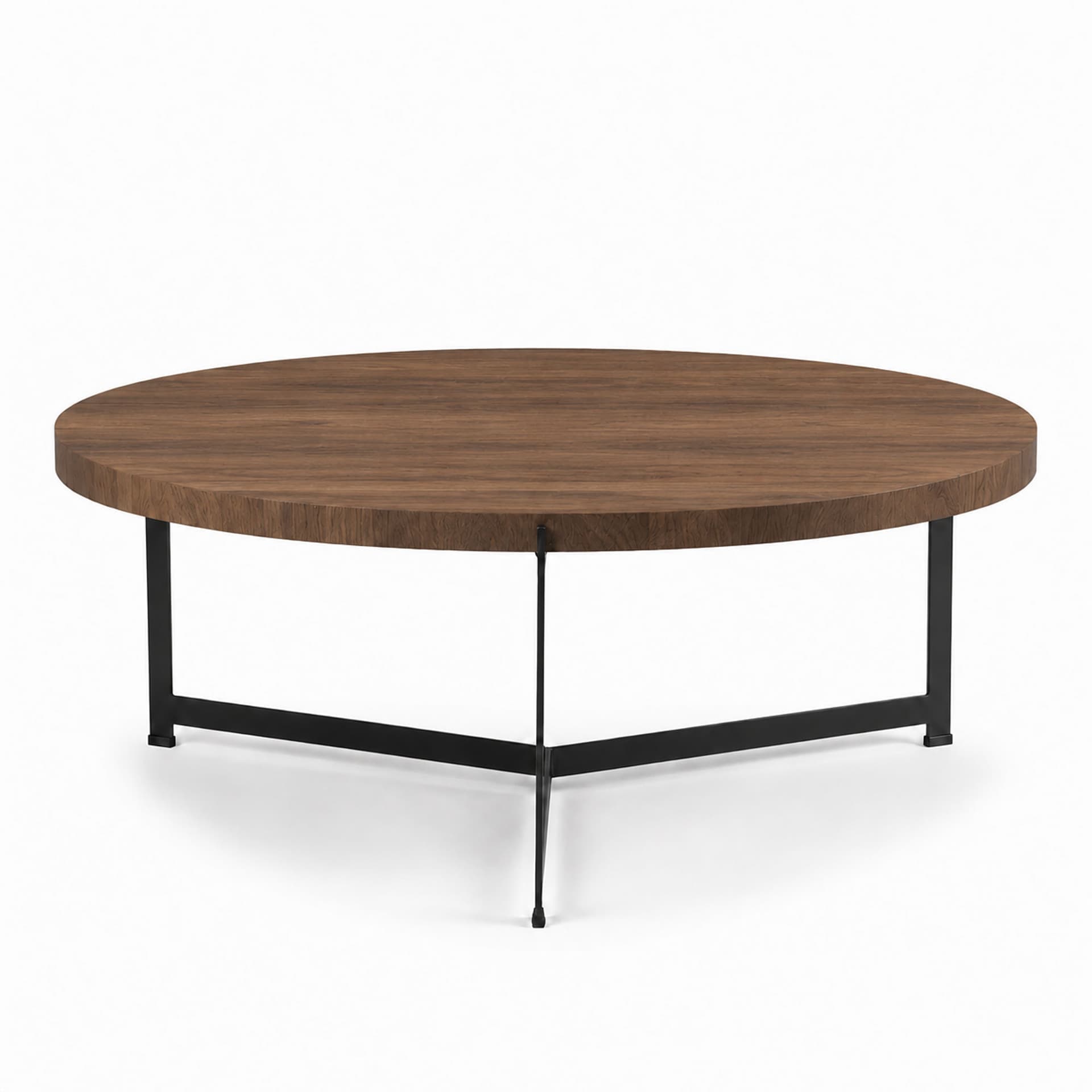 Dk3 - Plateau Coffee Table - Ø 80 cm - Höjd 45 cm, Skiva i Oljad rökt ek, Underrede i Svart pulverlackerat stål - Sofabord - Søren Rose Studio - Tre farget - Metall/Tre