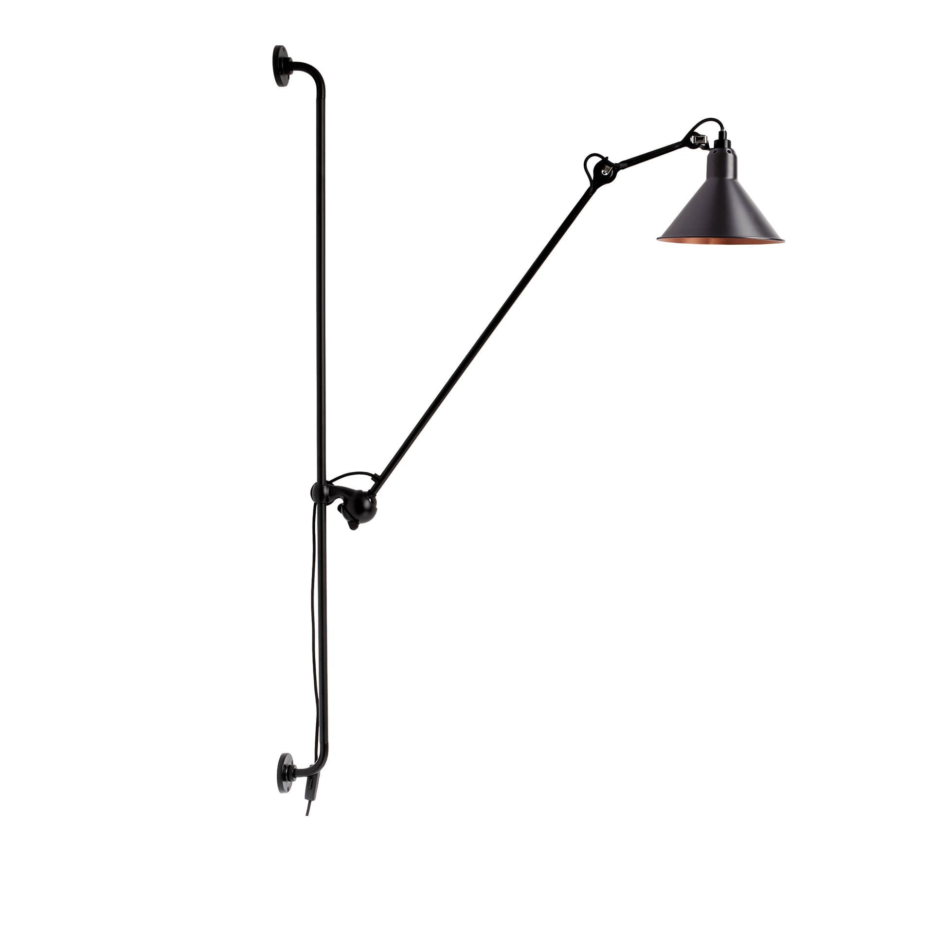 DCWéditions - Lampe Gras No214 - Conic, Svart med kopparinsida - Vegglamper - Bernard-Albin Gras - Svart - Metall