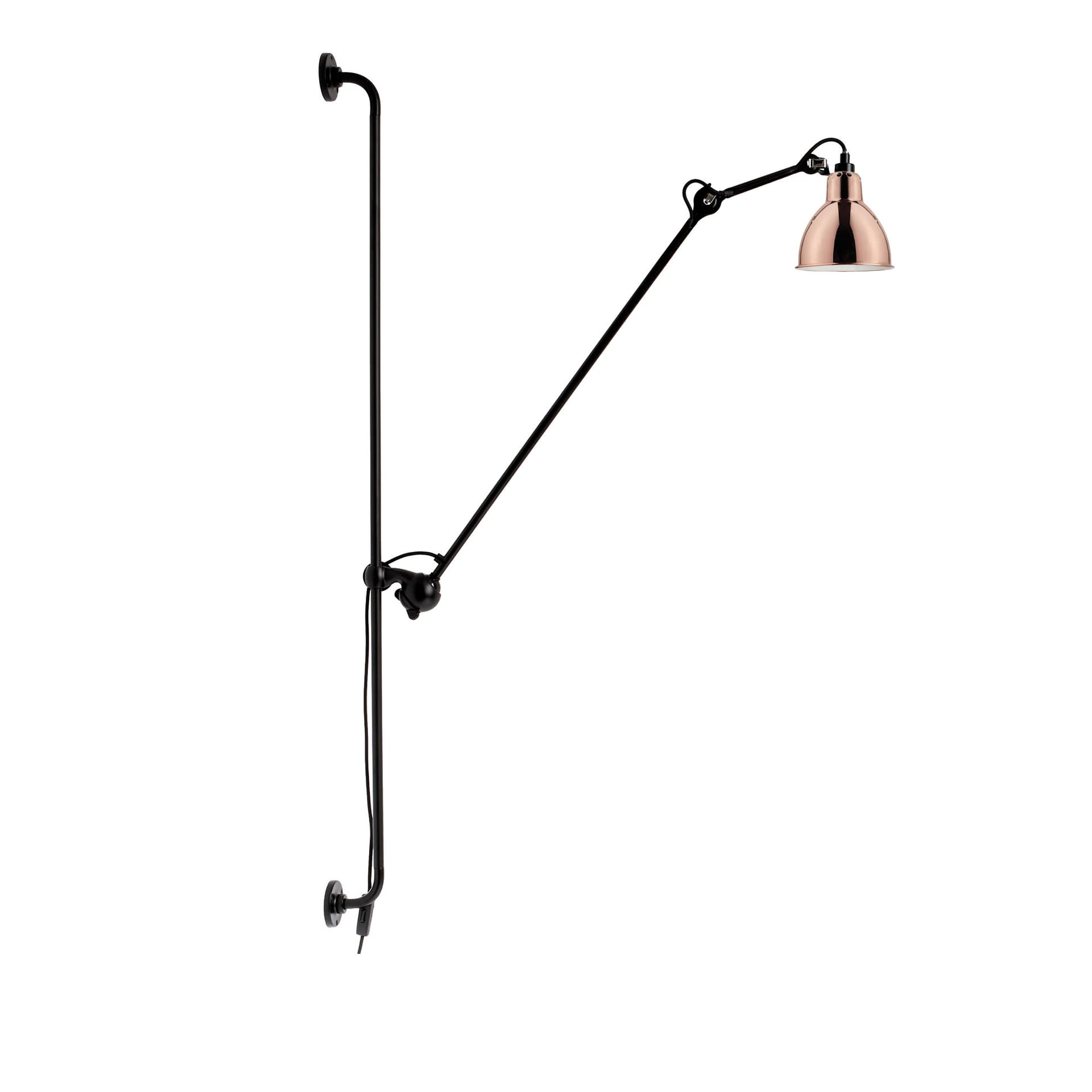 Lampe Gras - 214 Vegglampe Round svart/kobber/hvit –