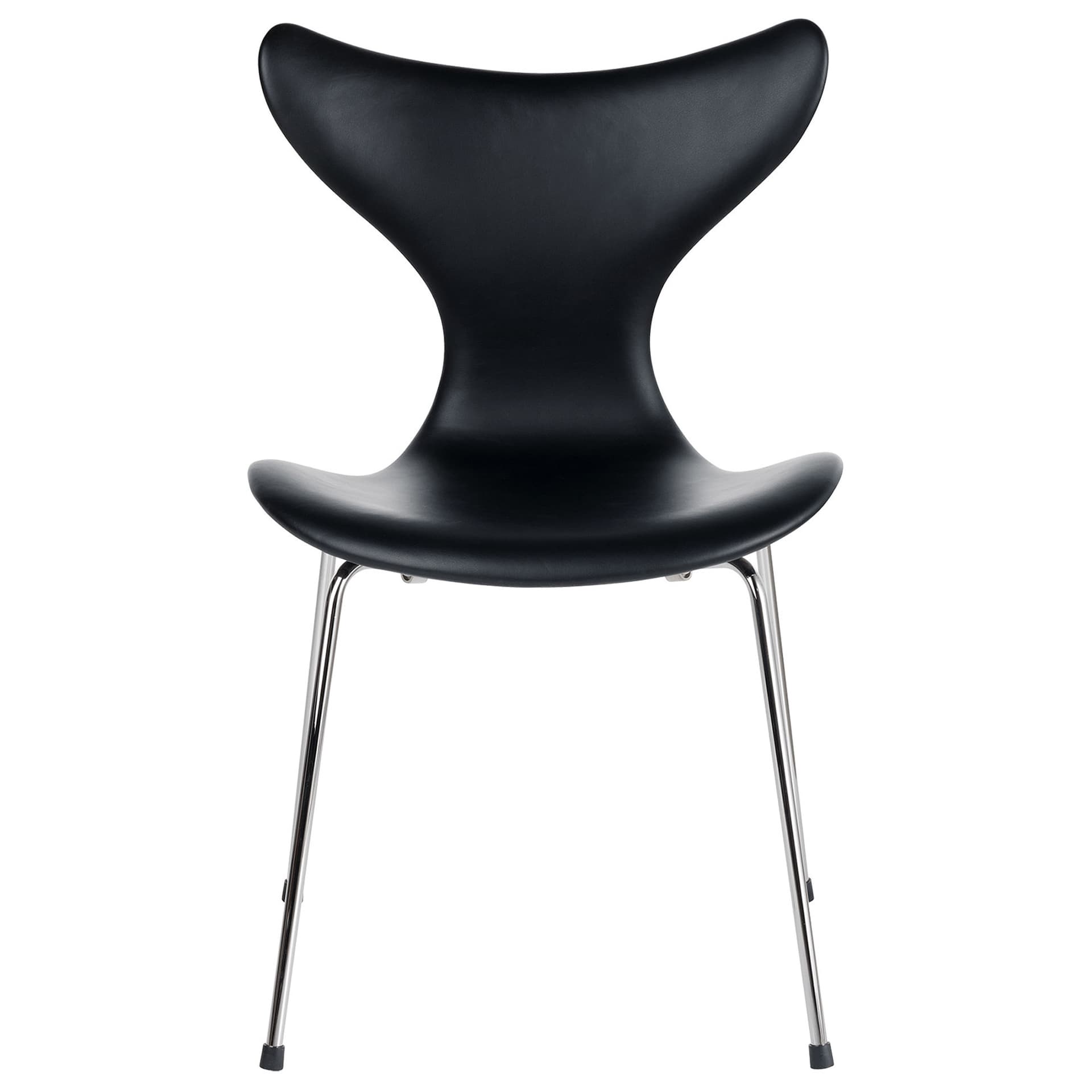 Fritz Hansen - 3108 Liljan, Läder, Essential Black - Spisestoler - Arne Jacobsen - Svart - Lær/Metall/Tre
