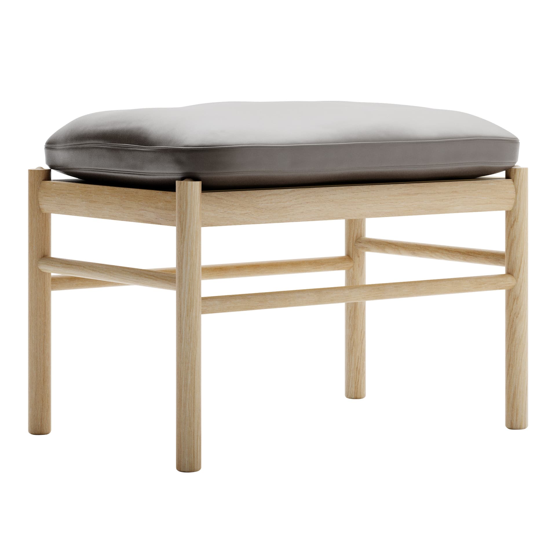 Carl Hansen - OW149F - Colonial Footstool, Oljad Ek, Lädergrupp B Thor - 306 - Skamler & Taburetter - Ole Wanscher - Brun - Lær/Tre