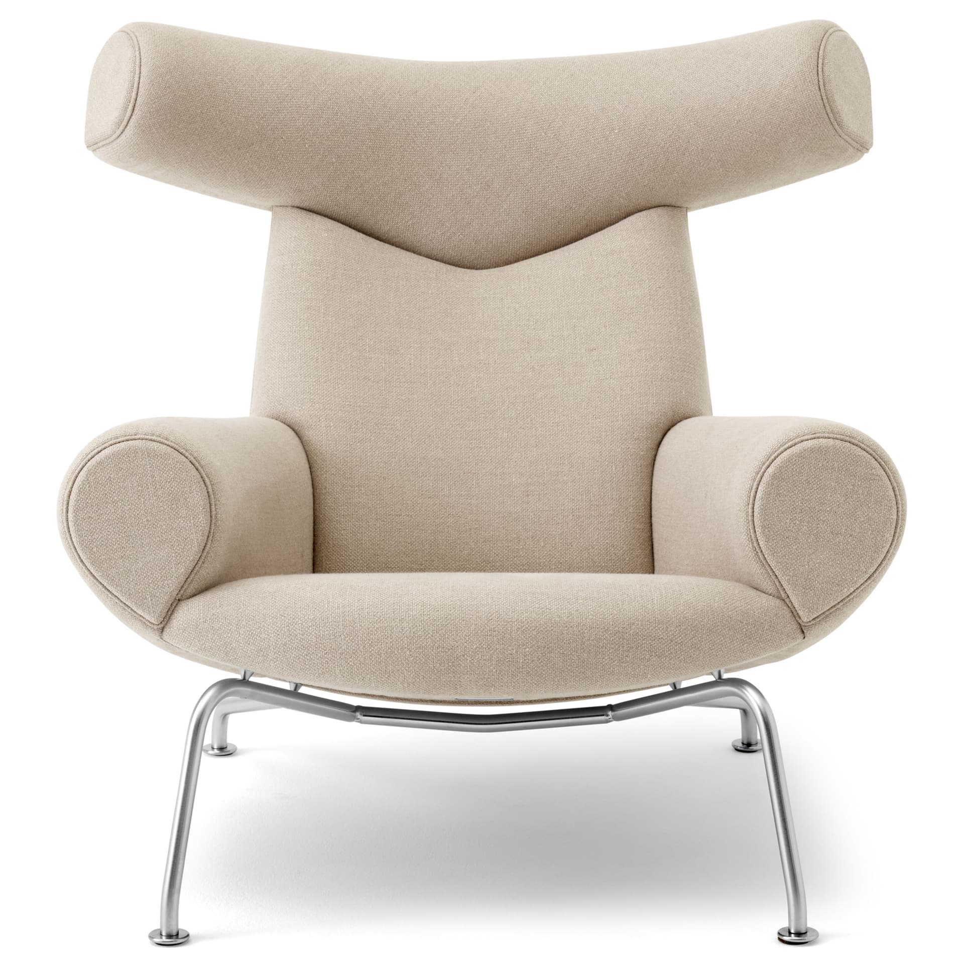 Fredericia Furniture - Wegner Ox Chair, Chrome, Fabric Cat. 1 Grand Linen 0024 - Lenestoler - Hans J. Wegner